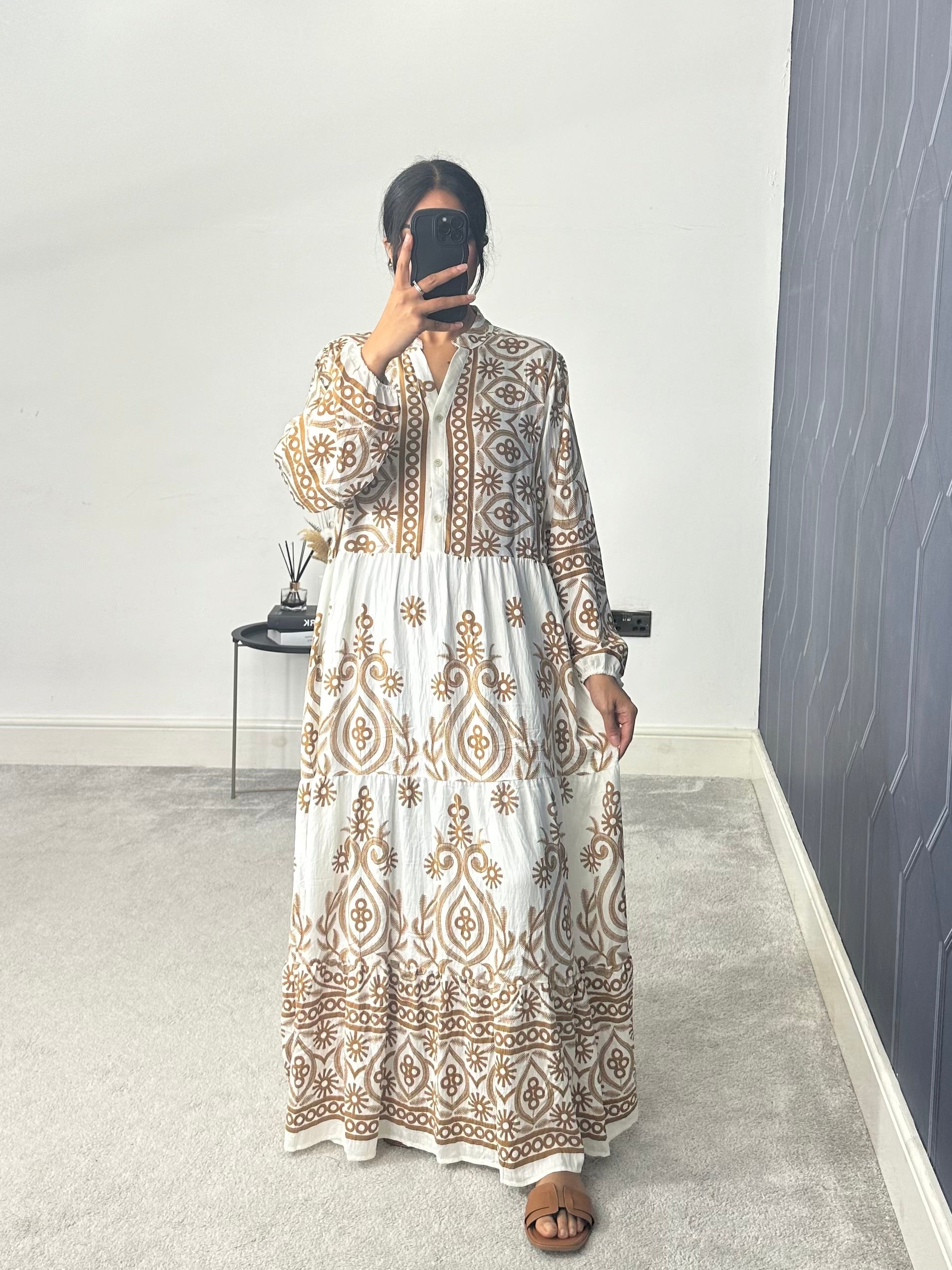 Printed Cotton Long Dress (Plus Size)