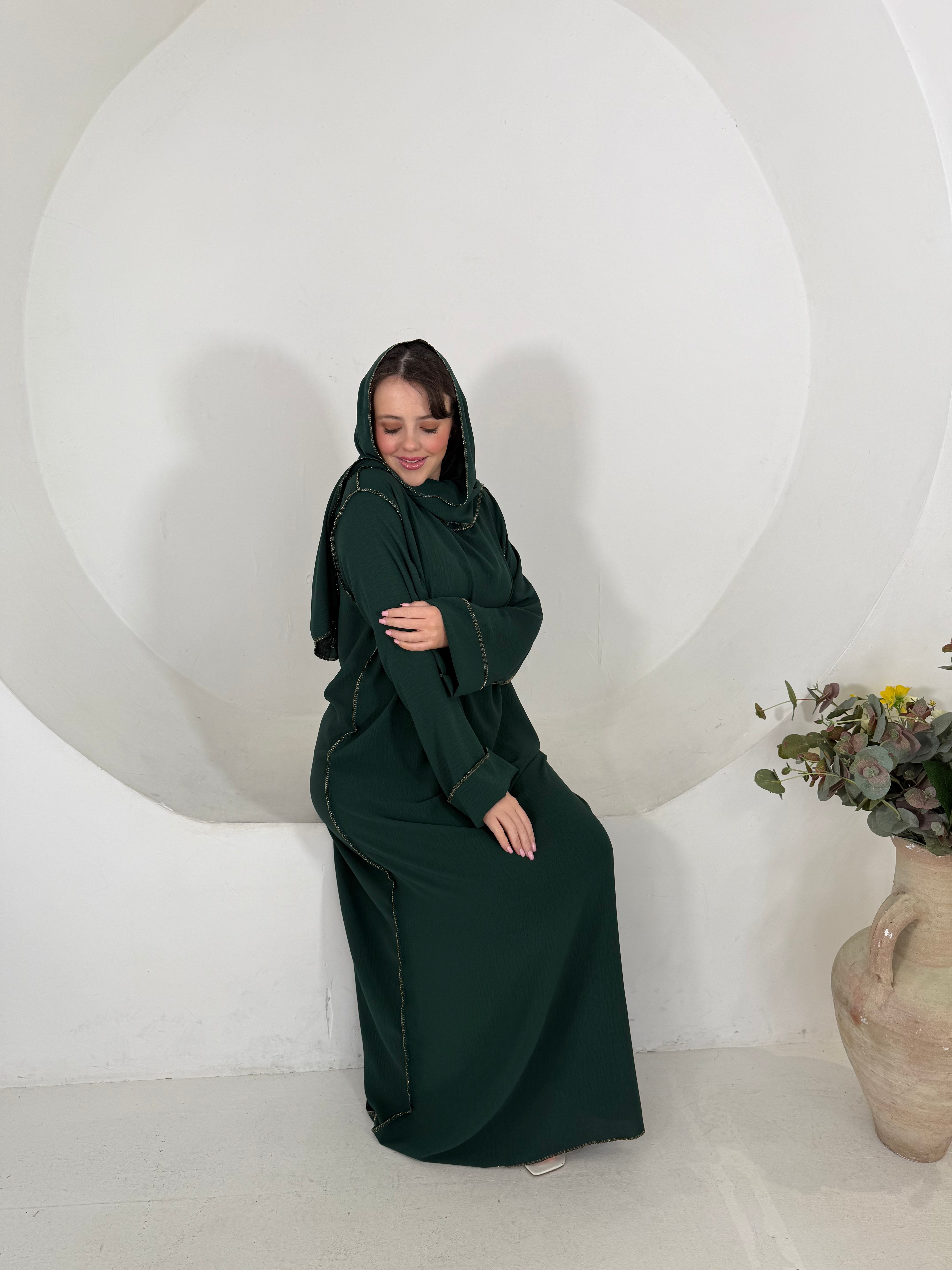 Gold edge attach hijab abaya