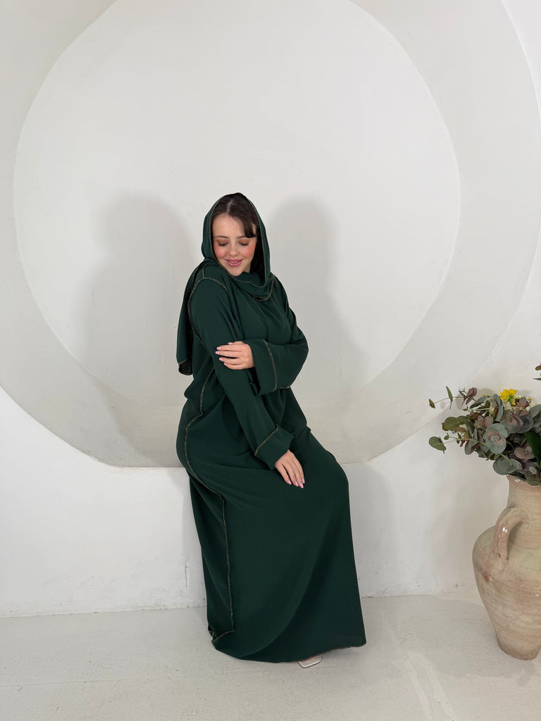 Gold edge attach hijab abaya