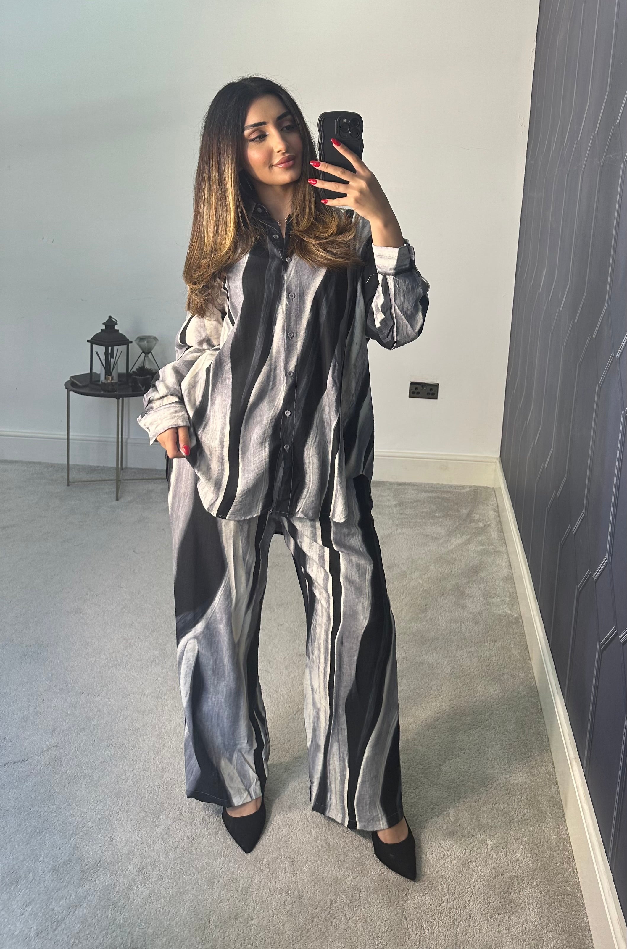 Marbel Print Shirt Style 2 piece set