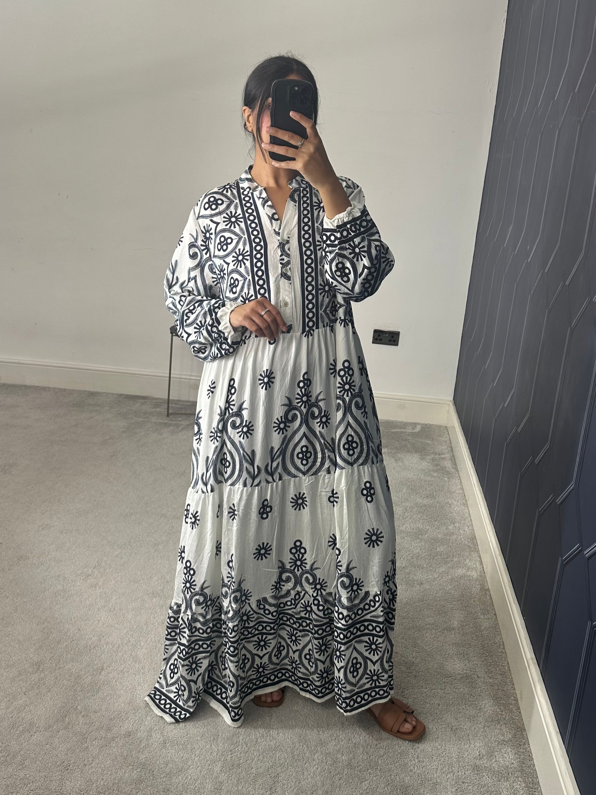 Printed Cotton Long Dress (Plus Size)