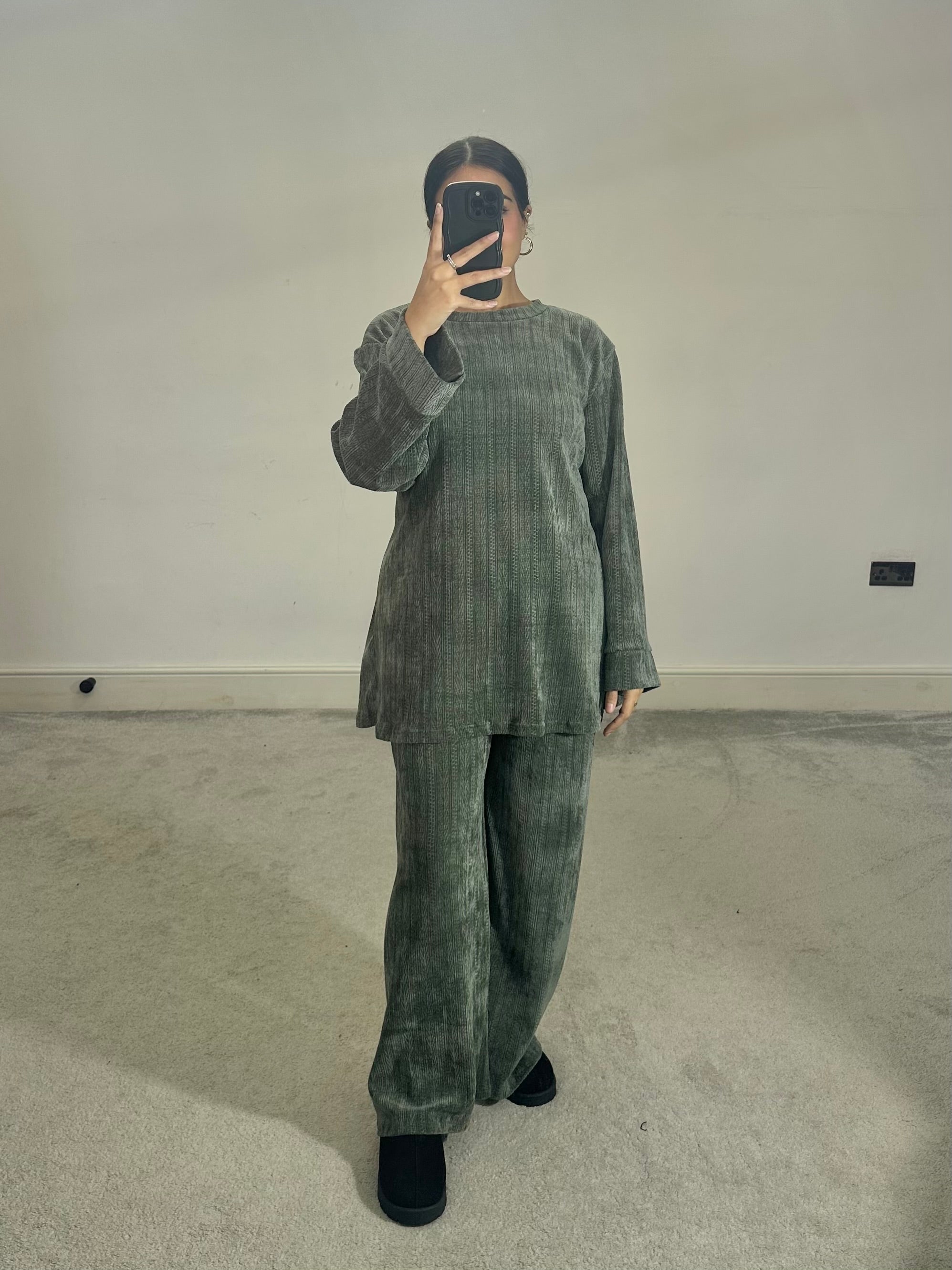 Textured velvet feel corduroy 2 piece co ord set