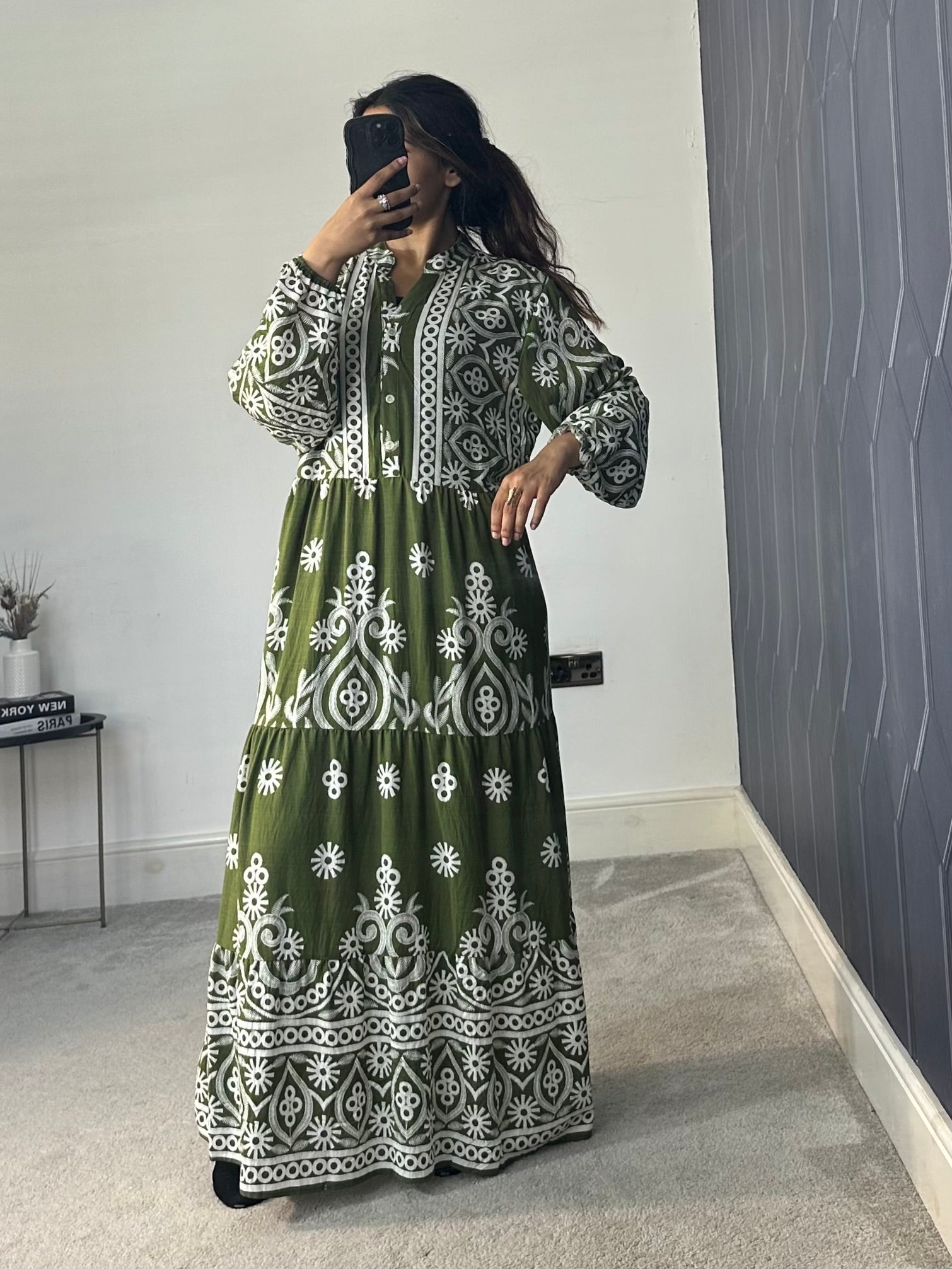 Printed Cotton Long Dress (Plus Size)