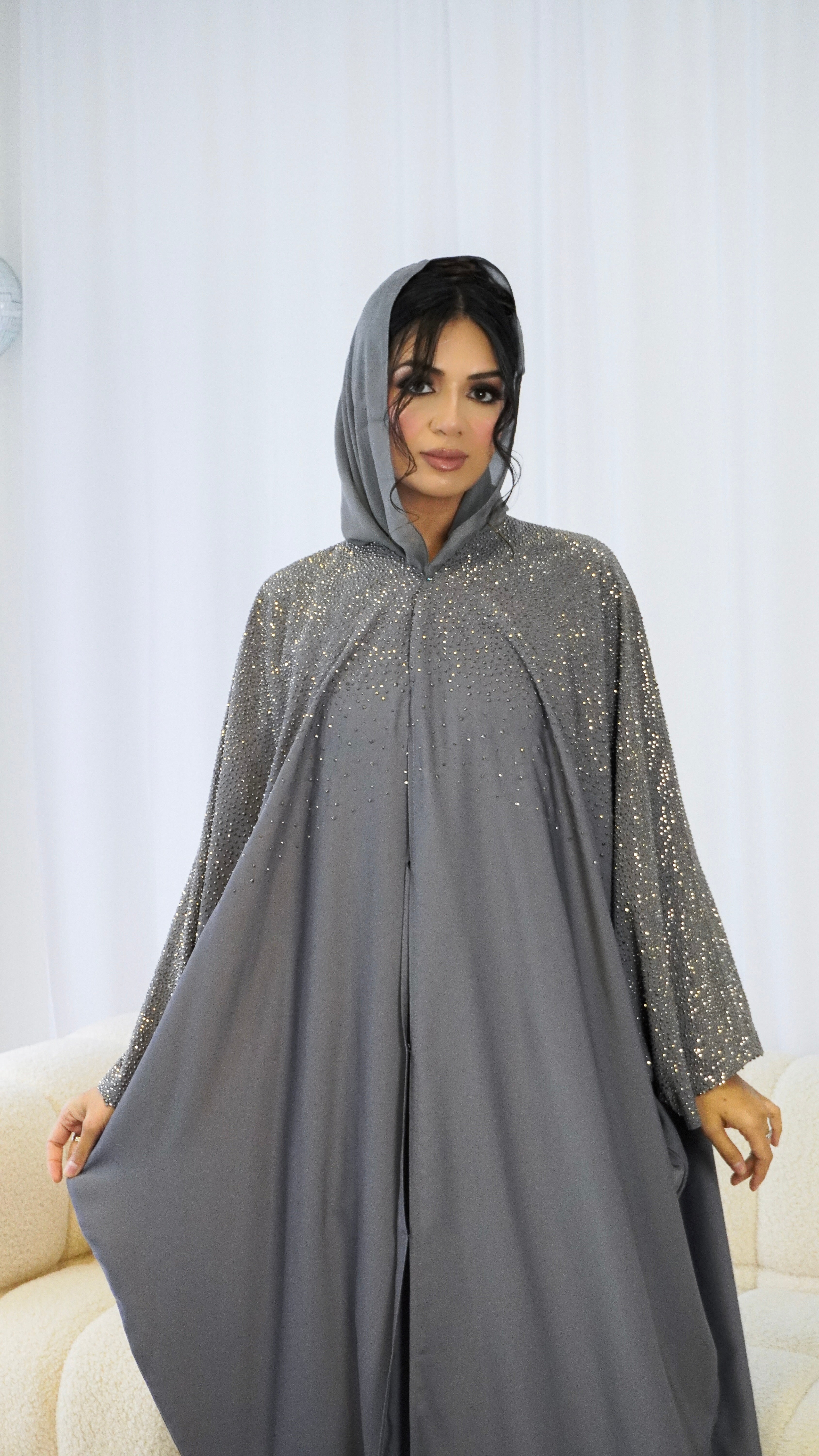 Farah Embellished Abaya Grey