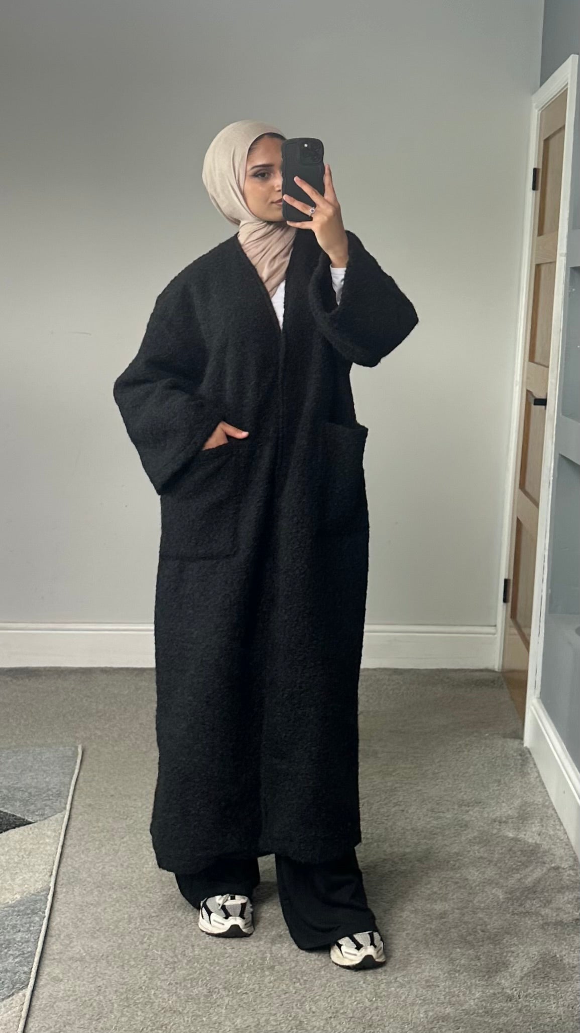 Fleece Fur Longline Coat with pockets