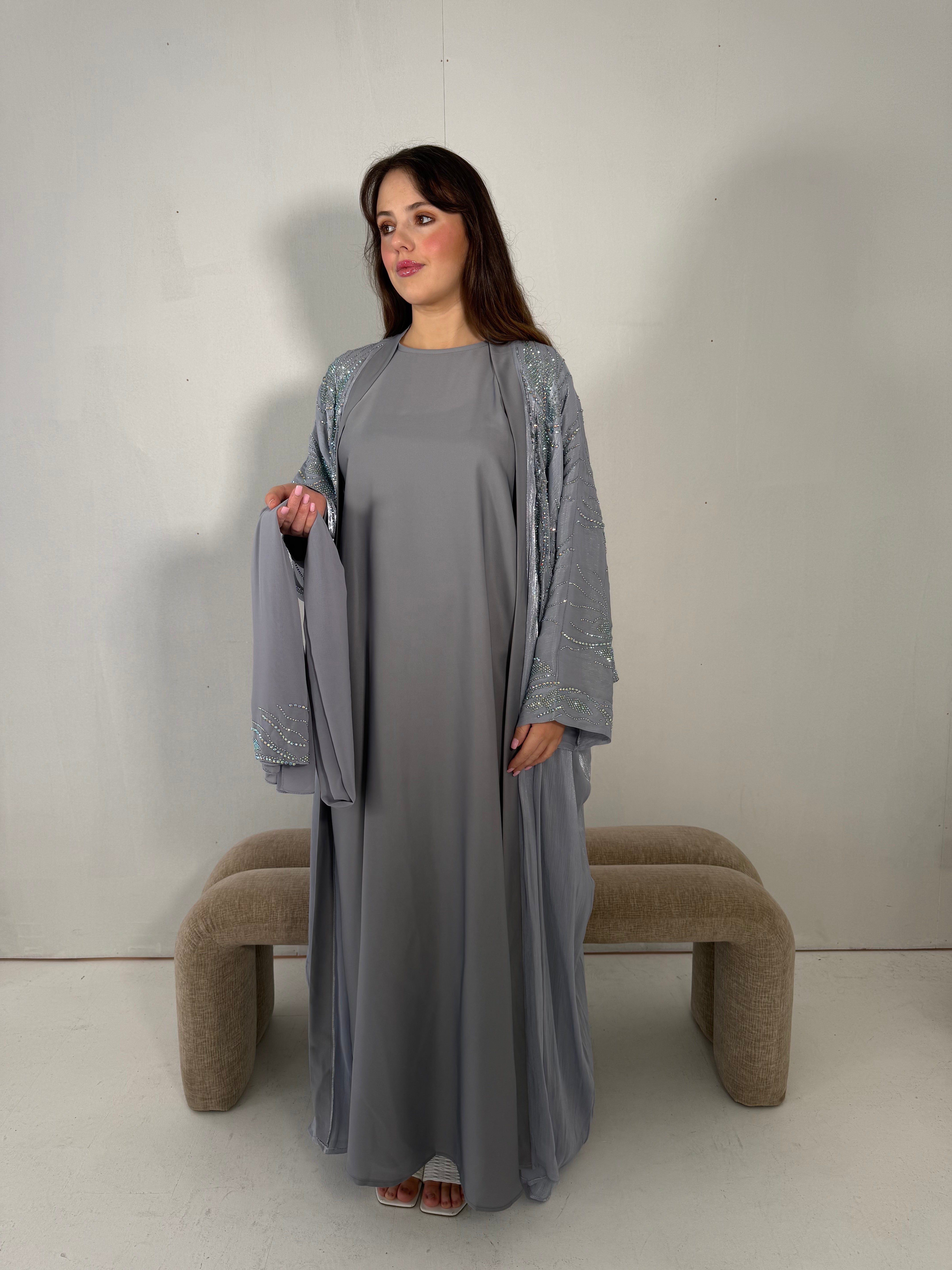 Al-Jawhara Embellished 2 pcs abaya set
