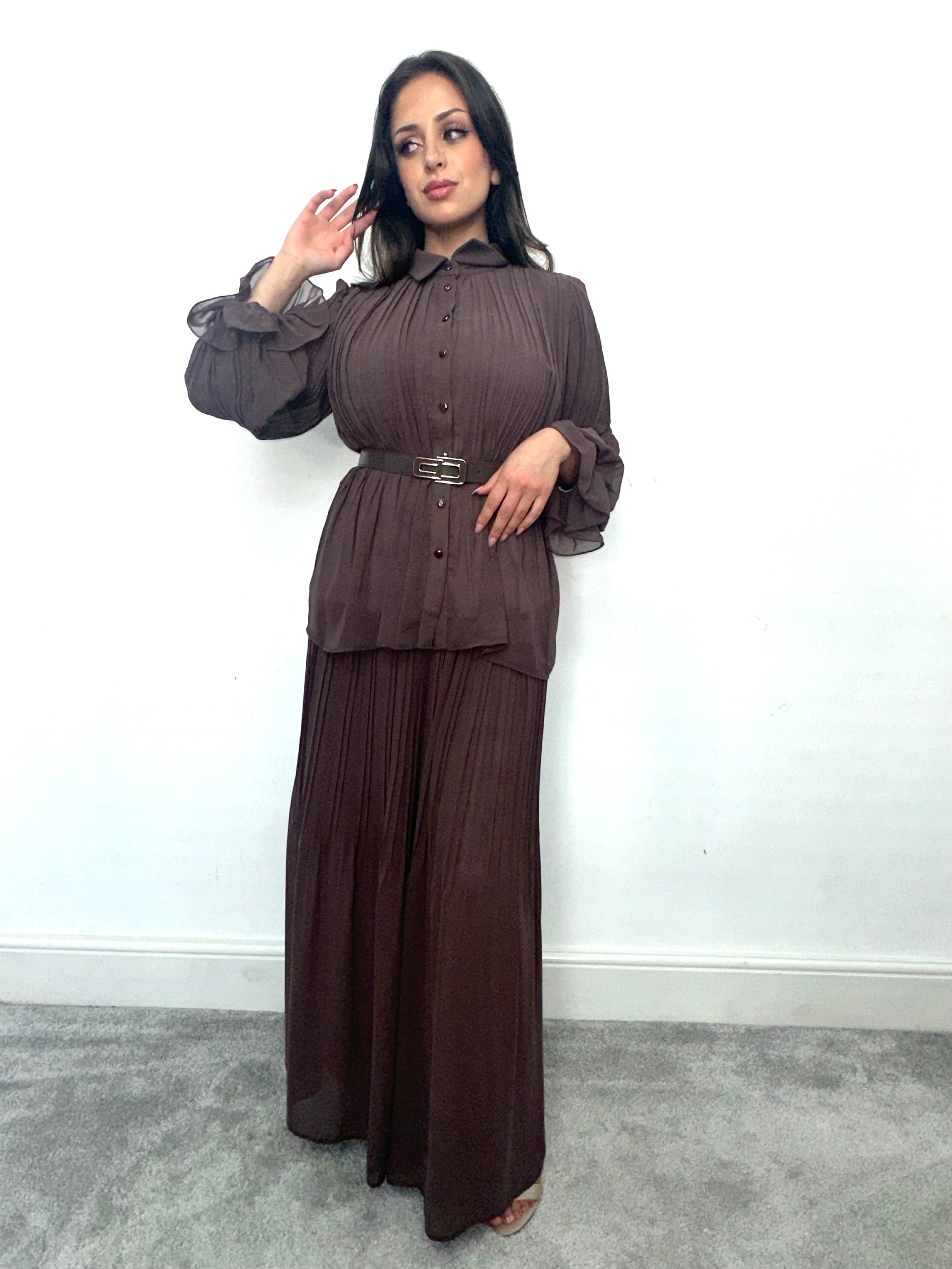 Nabila 2 Piece Skirt Set Brown