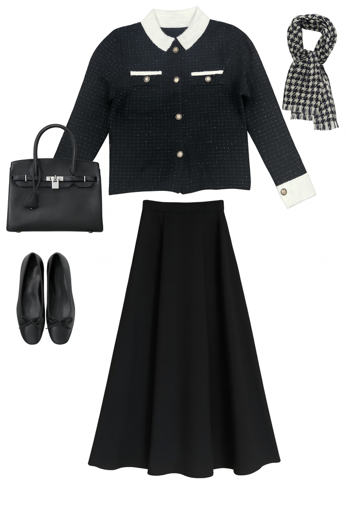 Tweed gold button Cardigan