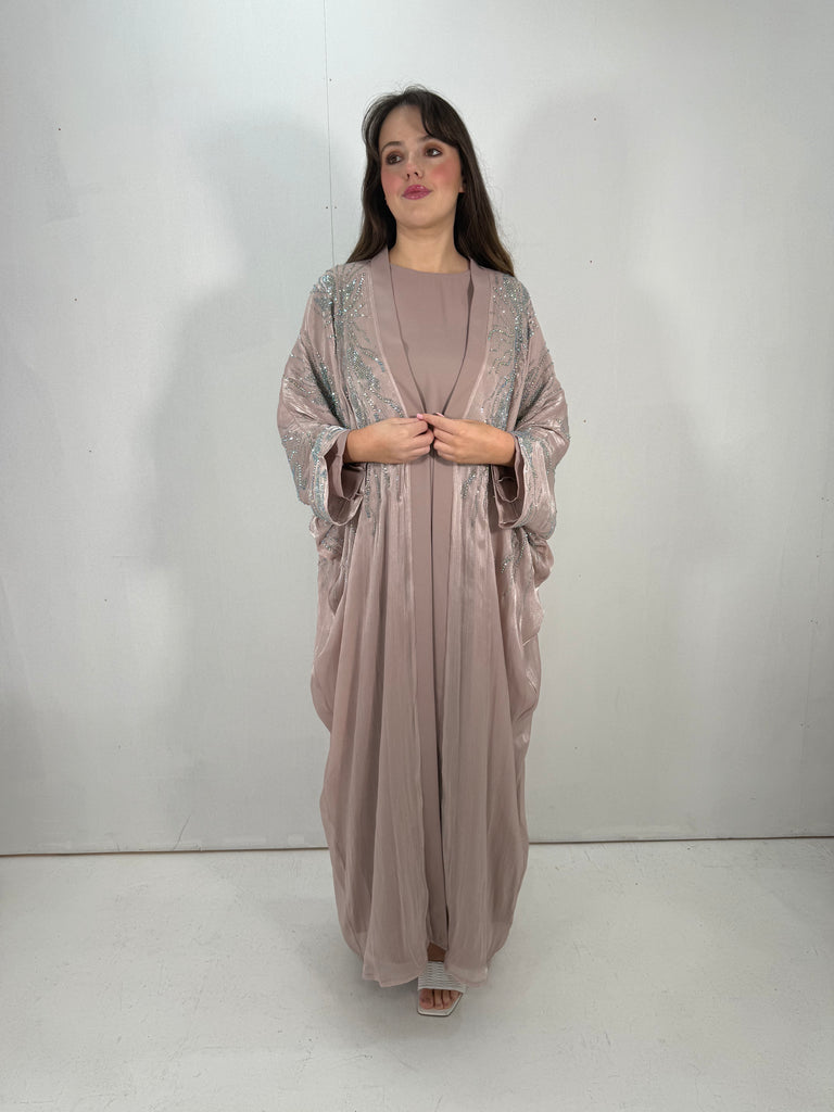 Al-Jawhara Embellished 2 pcs abaya set (Blush)