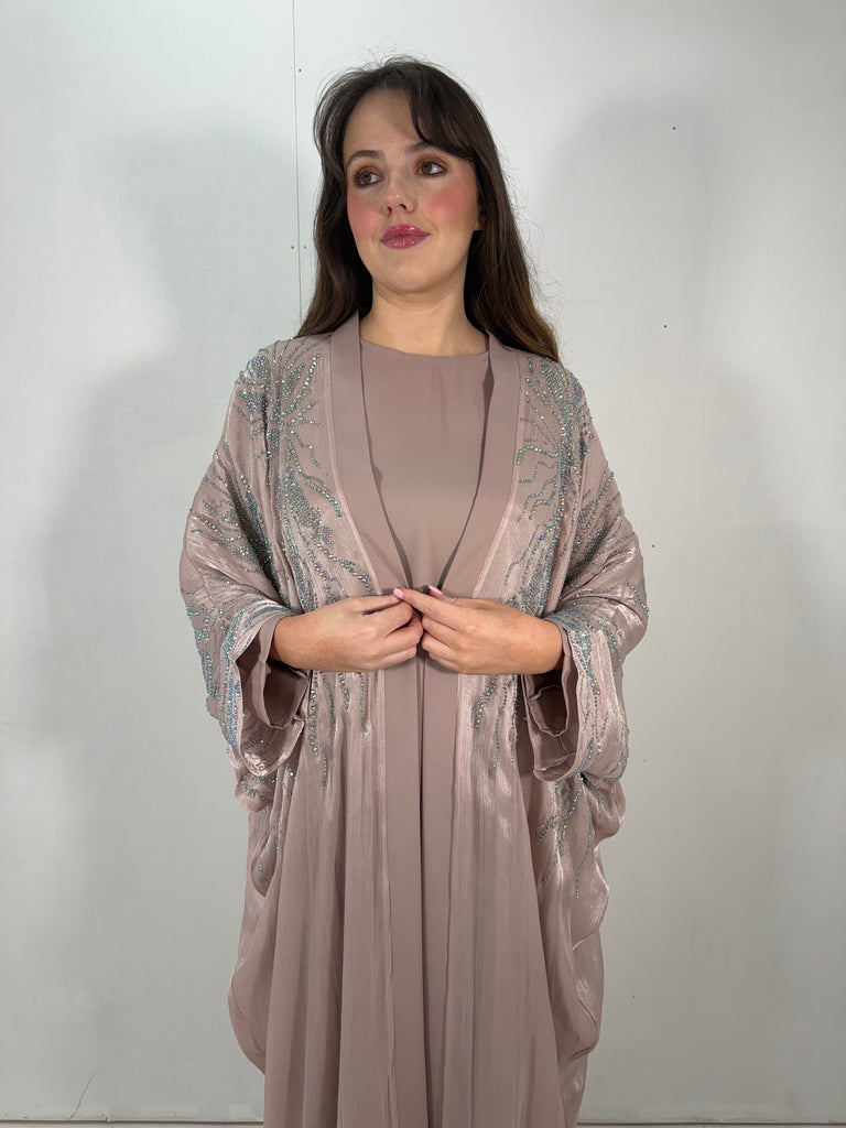 Al-Jawhara Embellished 2 pcs abaya set (Blush)