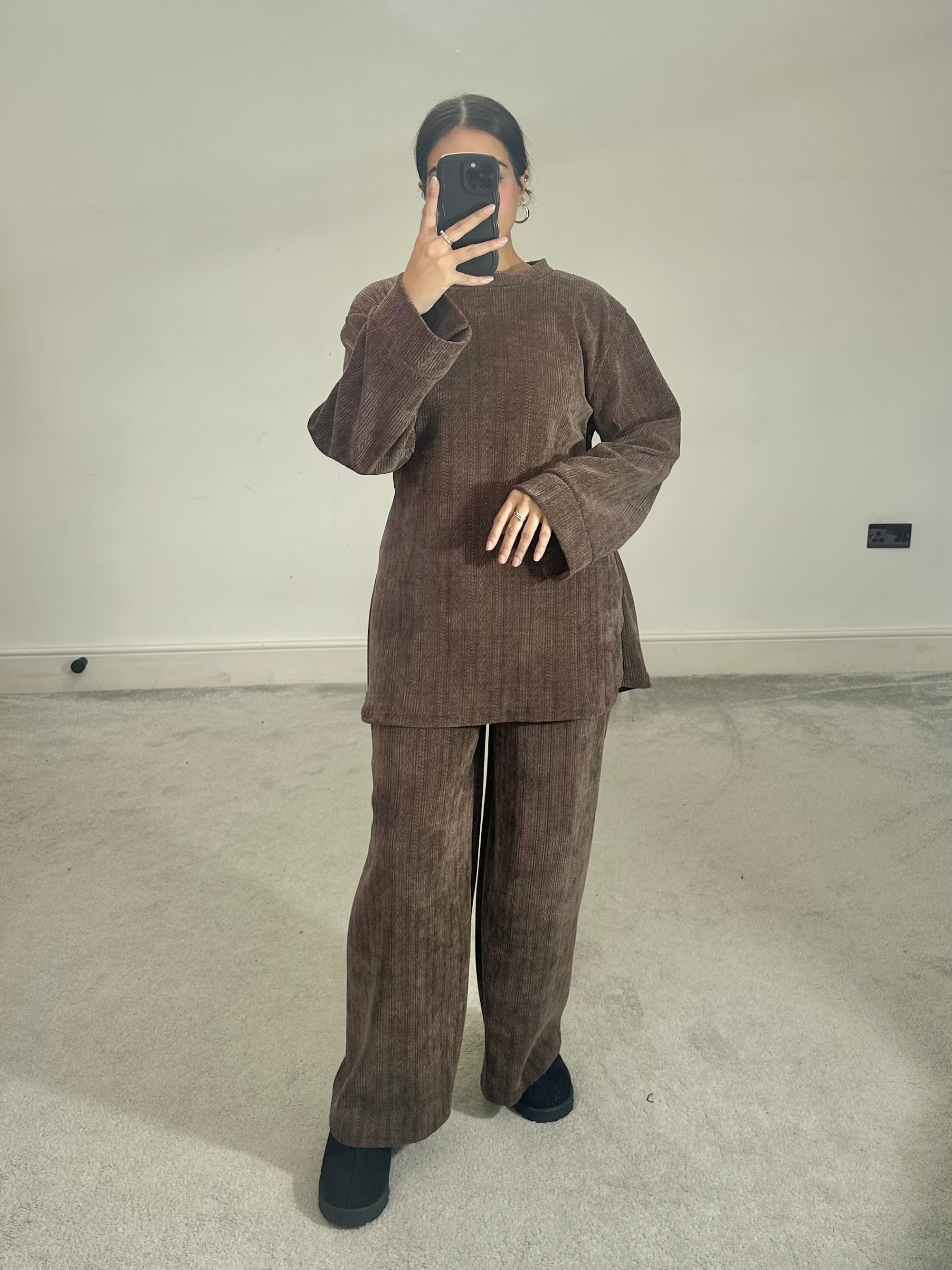 Textured velvet feel corduroy 2 piece co ord set