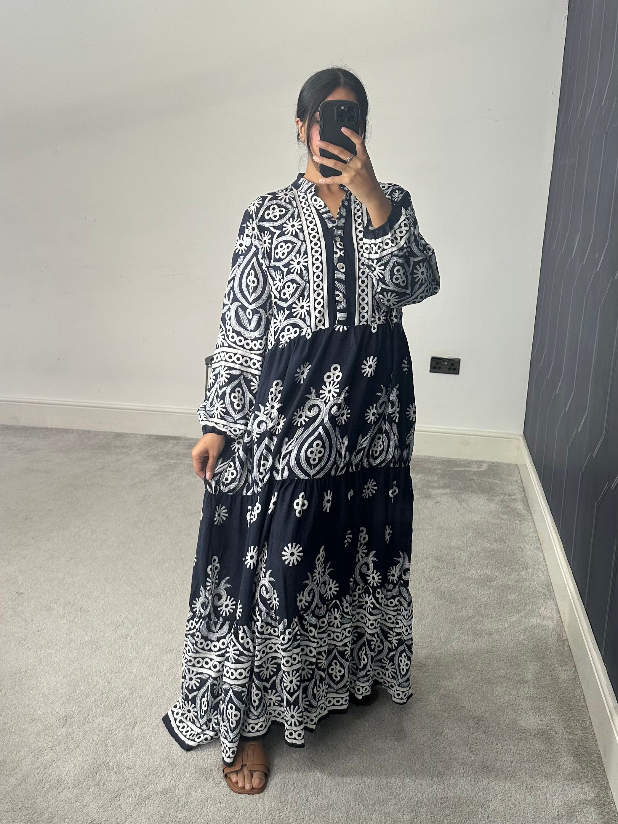 Printed Cotton Long Dress (Plus Size)