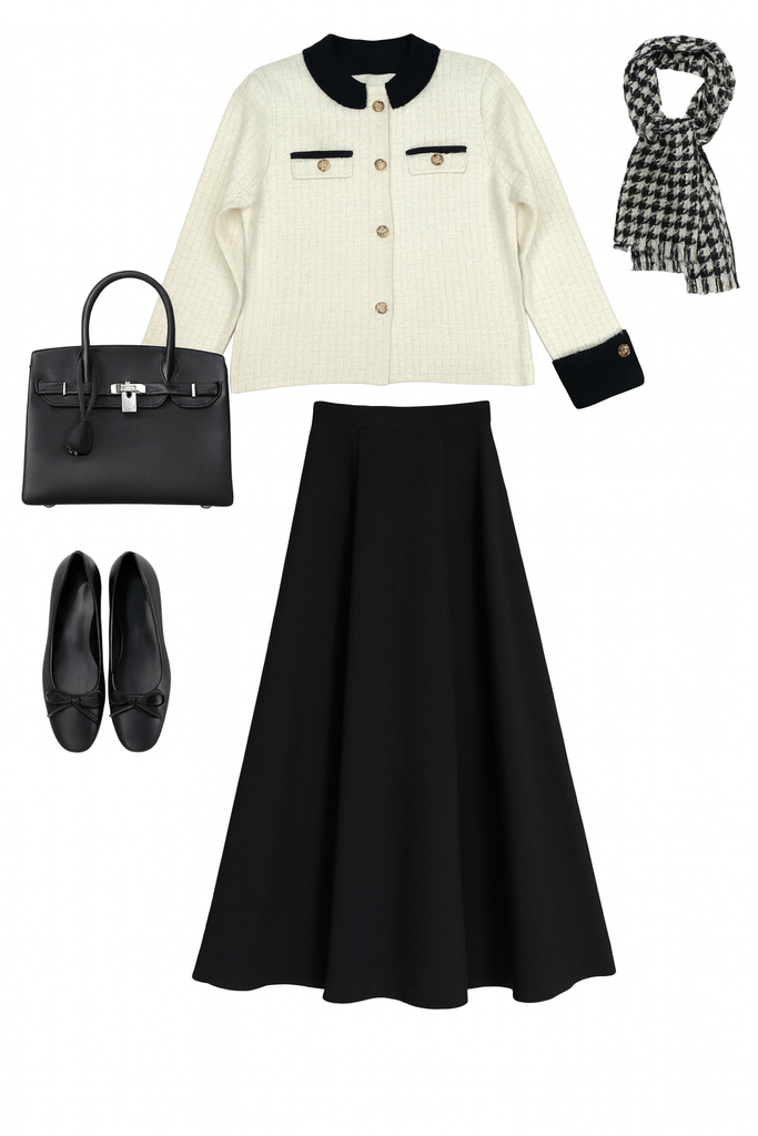 Tweed gold button Cardigan