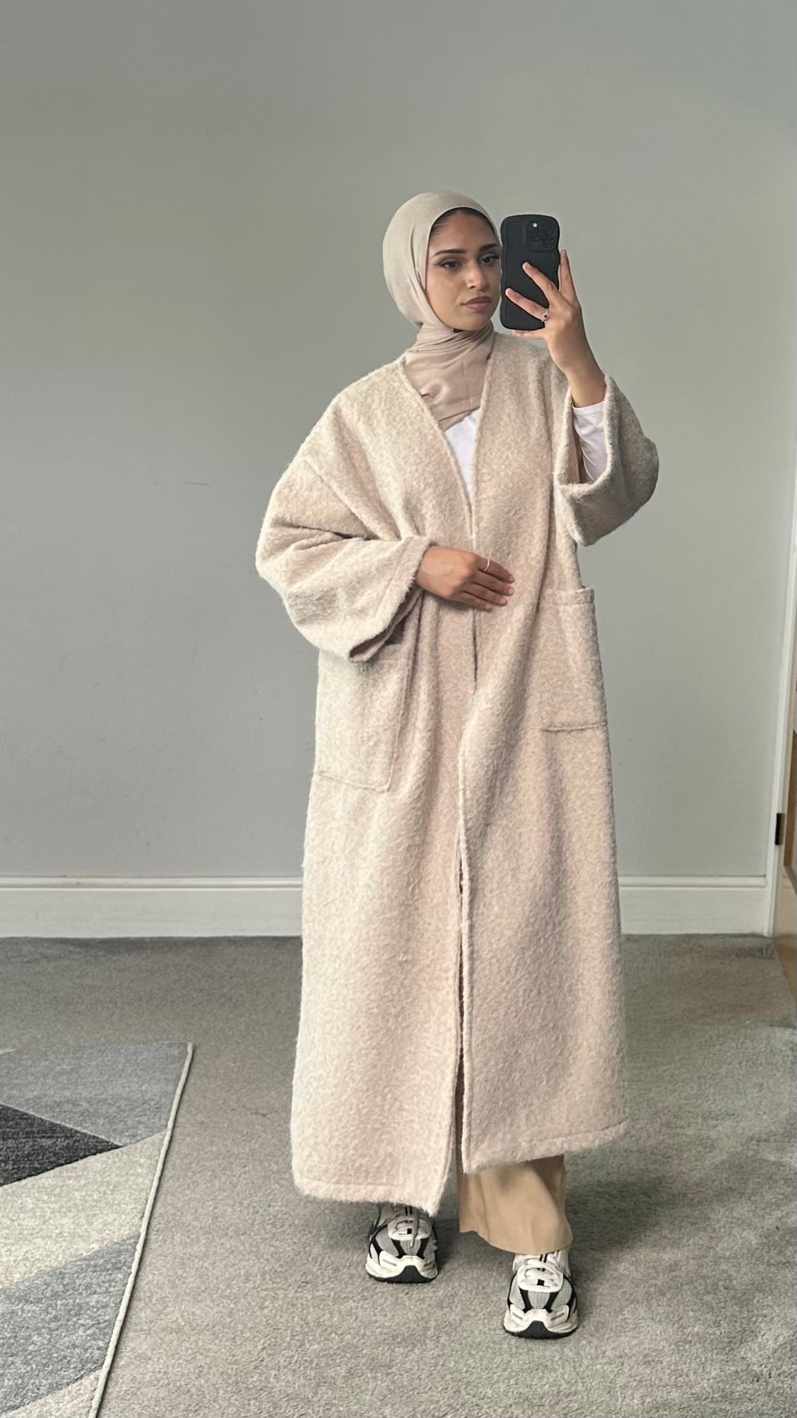 Fleece Fur Longline Coat with pockets