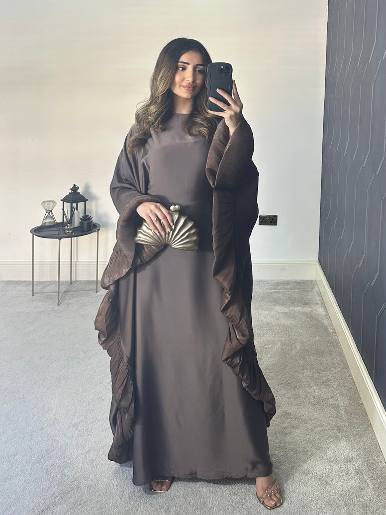 Haniya Ruffle Abaya (Brown)
