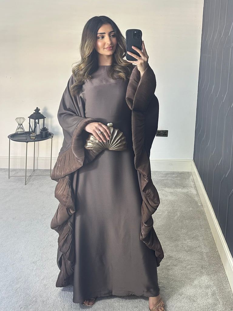 Haniya Ruffle Abaya (Brown)