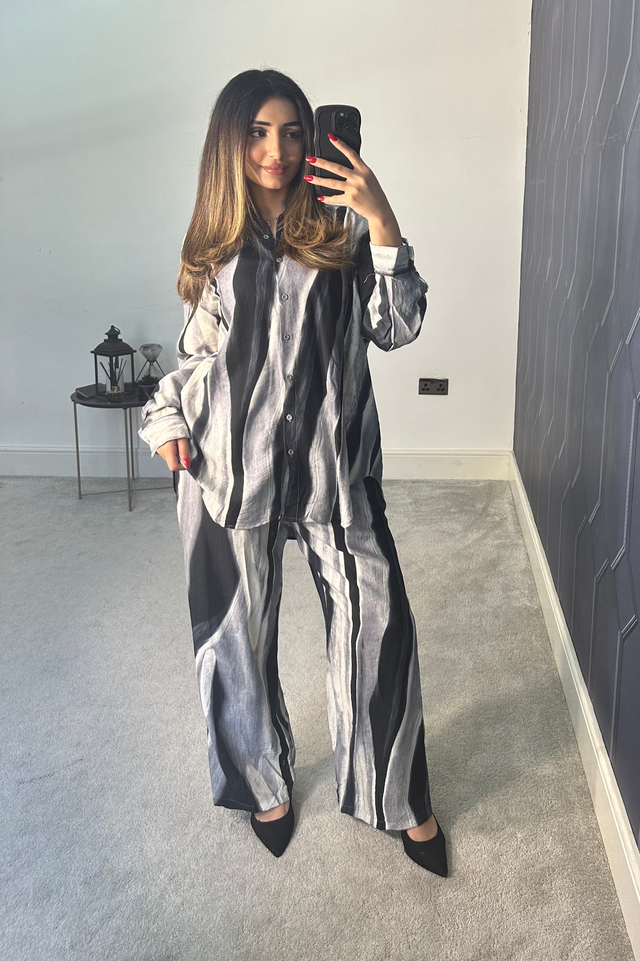 Marbel Print Shirt Style 2 piece set