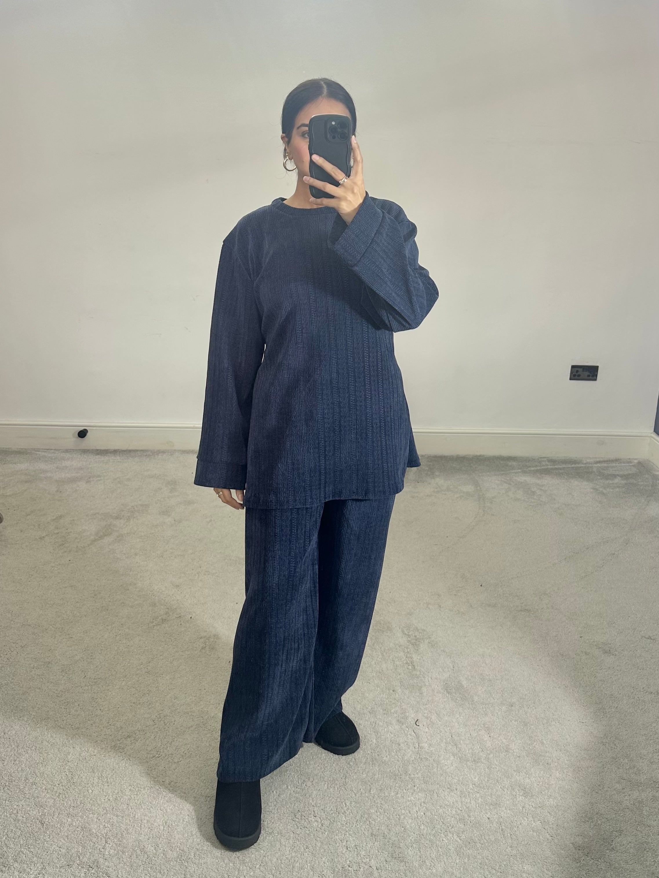 Textured velvet feel corduroy 2 piece co ord set