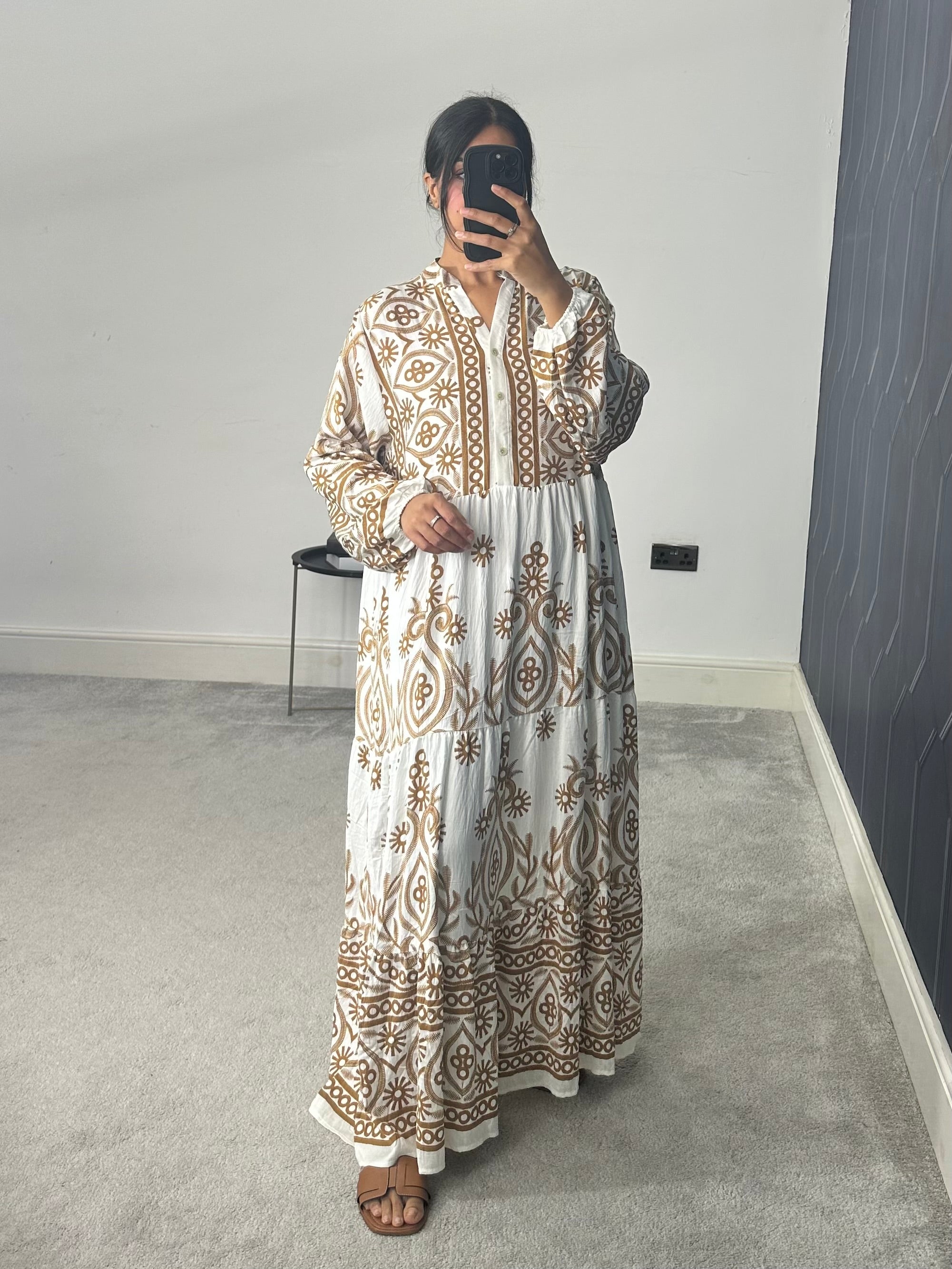 Printed Cotton Long Dress (Plus Size)