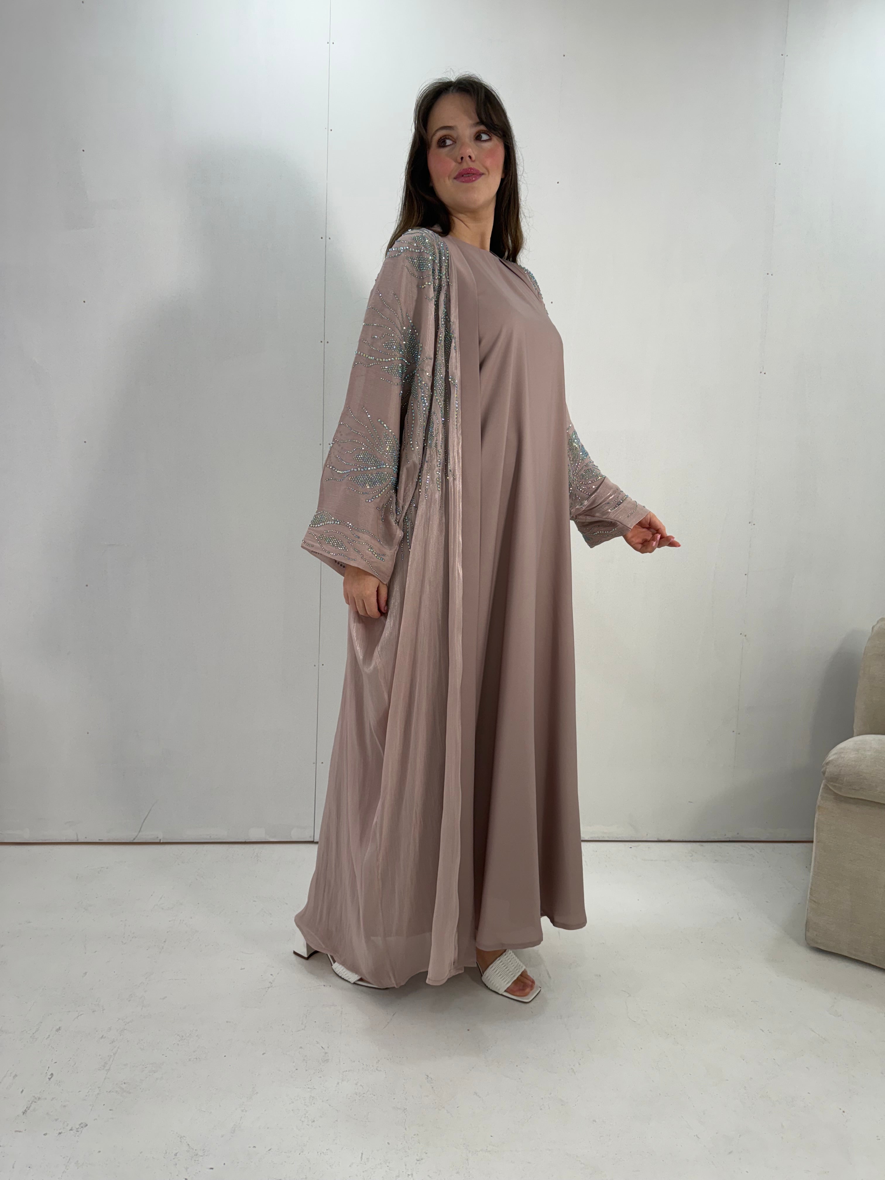 Al-Jawhara Embellished 2 pcs abaya set (Blush)