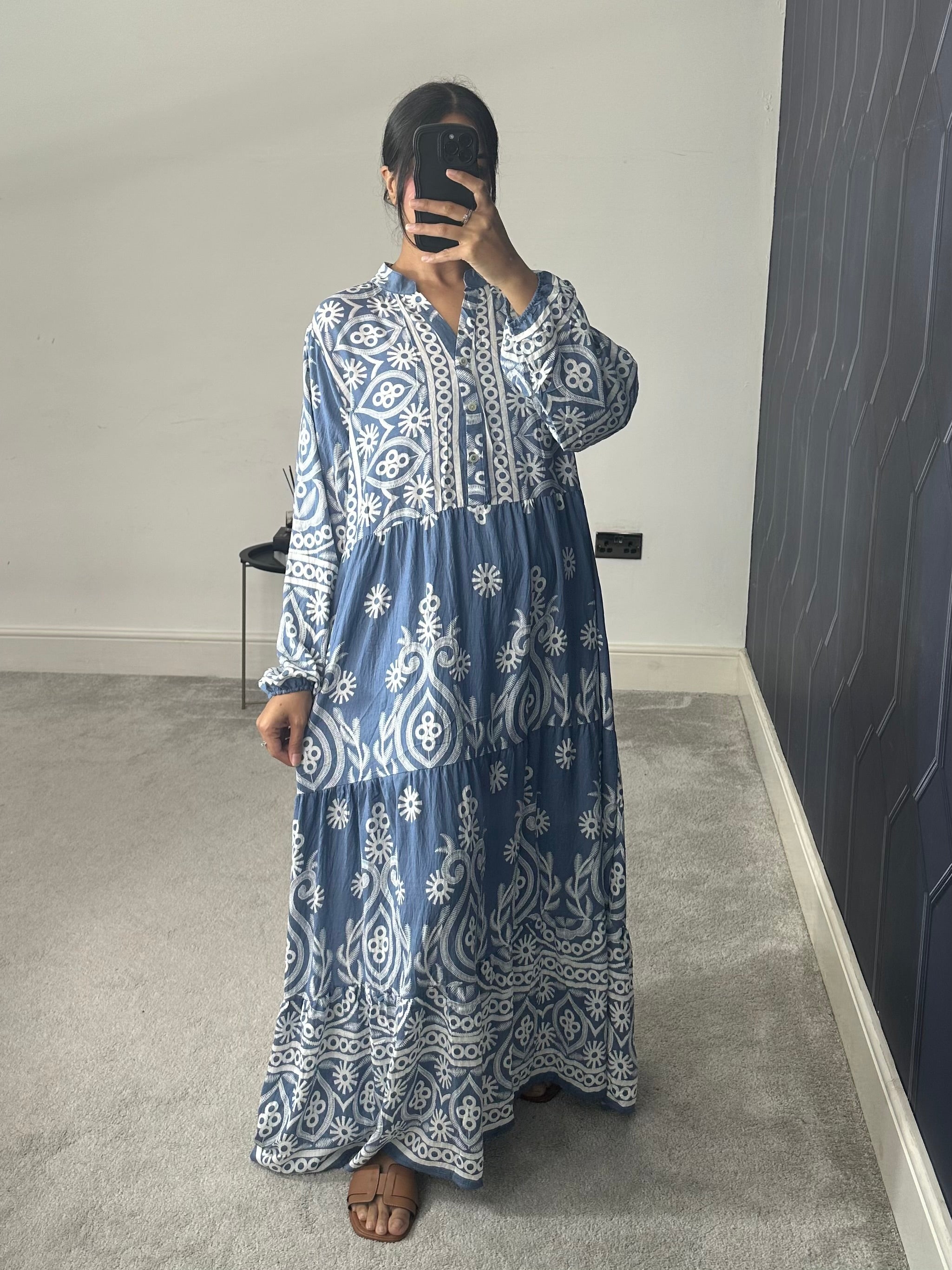 Printed Cotton Long Dress (Plus Size)