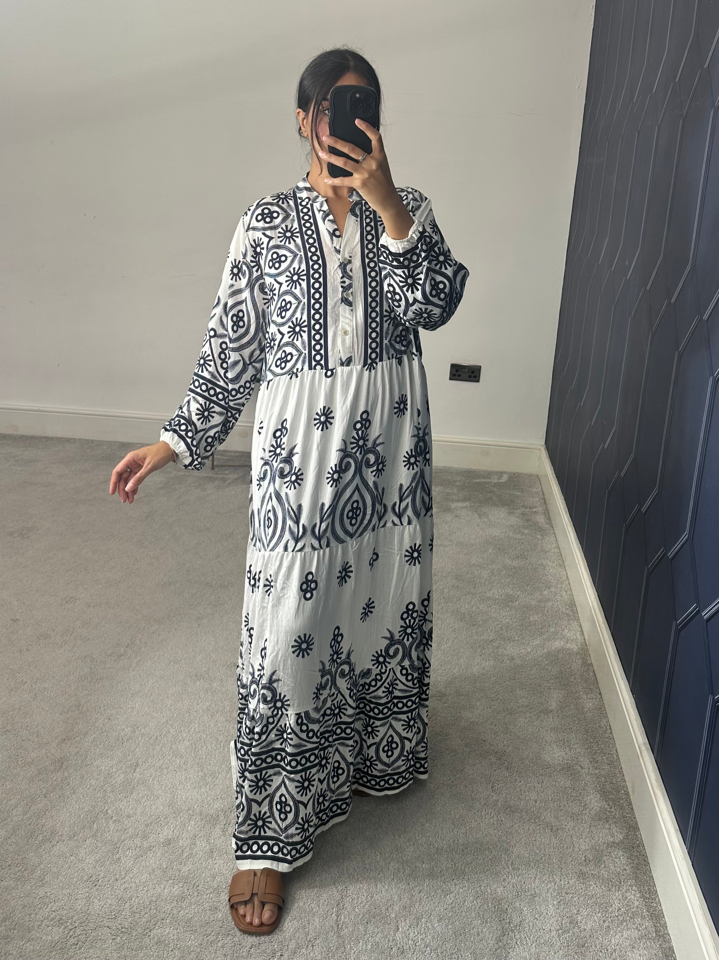 Printed Cotton Long Dress (Plus Size)
