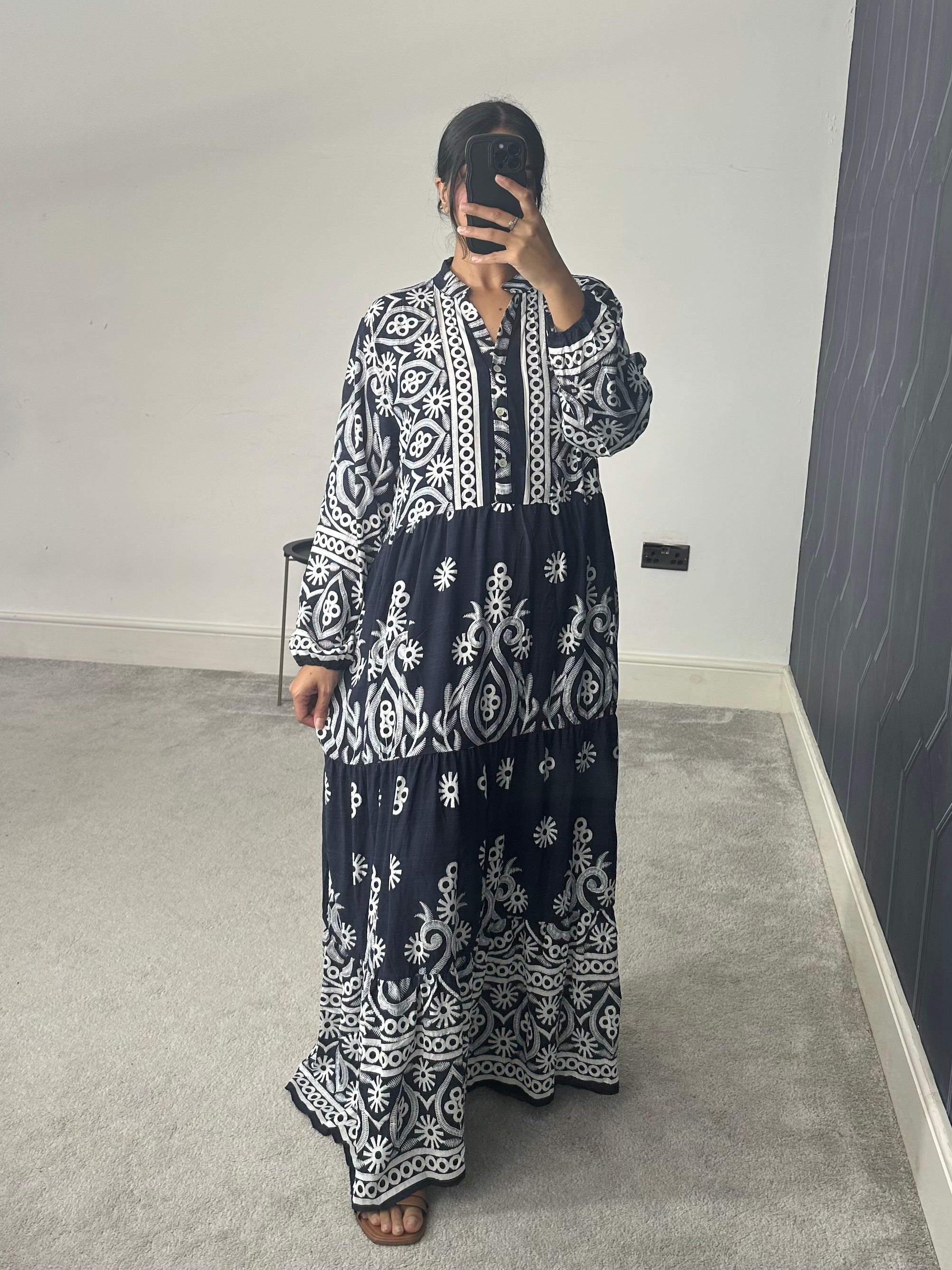 Printed Cotton Long Dress (Plus Size)