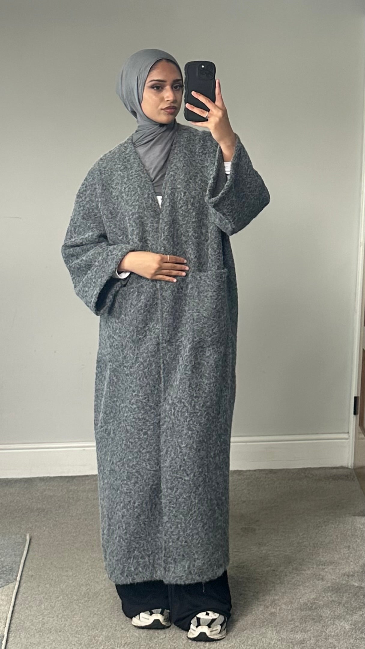 Fleece Fur Longline Coat with pockets