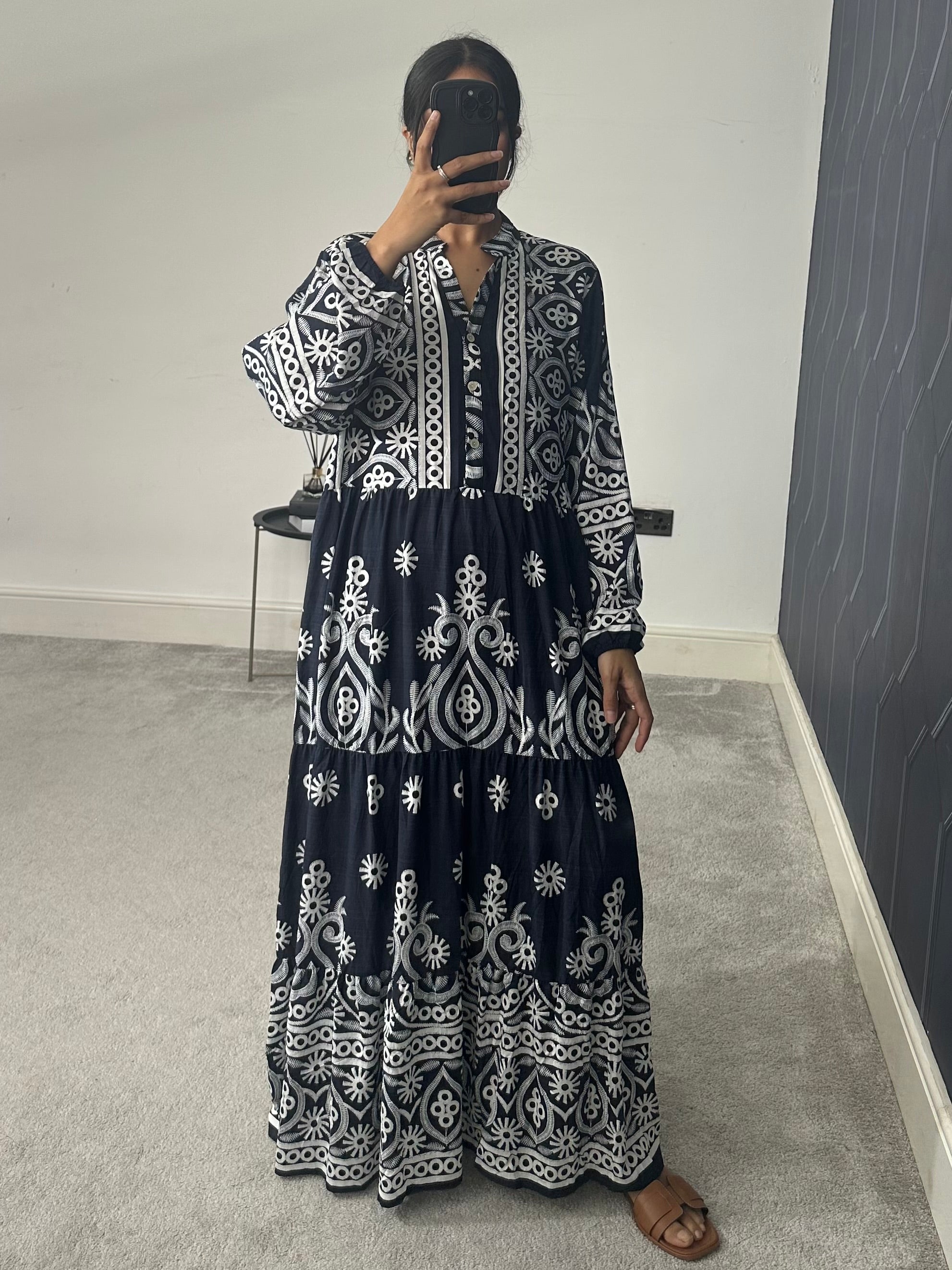 Printed Cotton Long Dress (Plus Size)