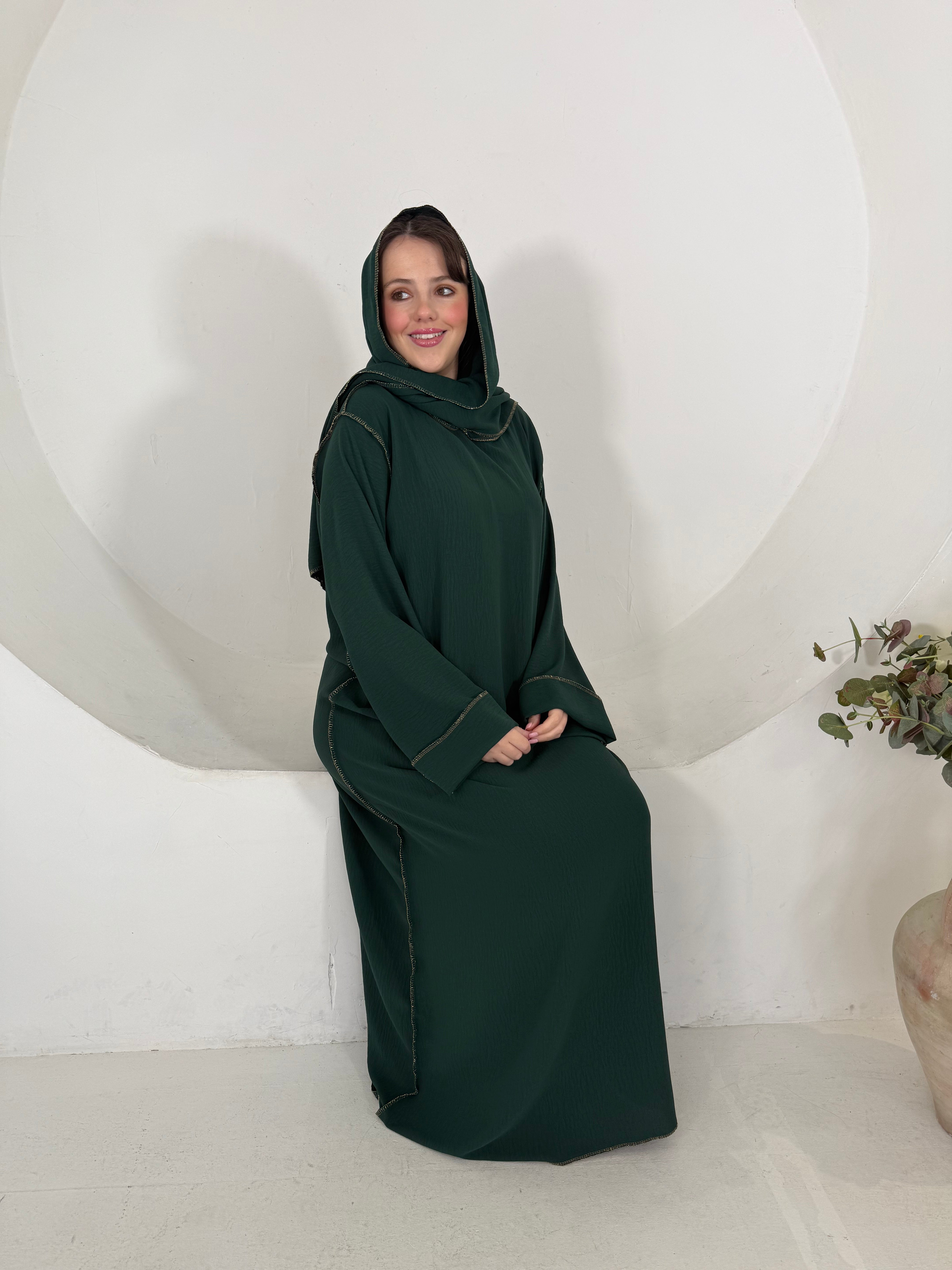 Gold edge attach hijab abaya