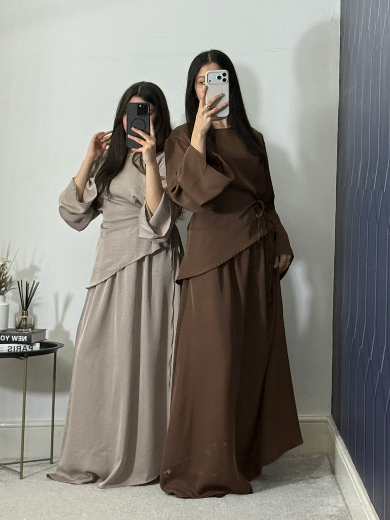 Husna Tie Belted Skirt Set