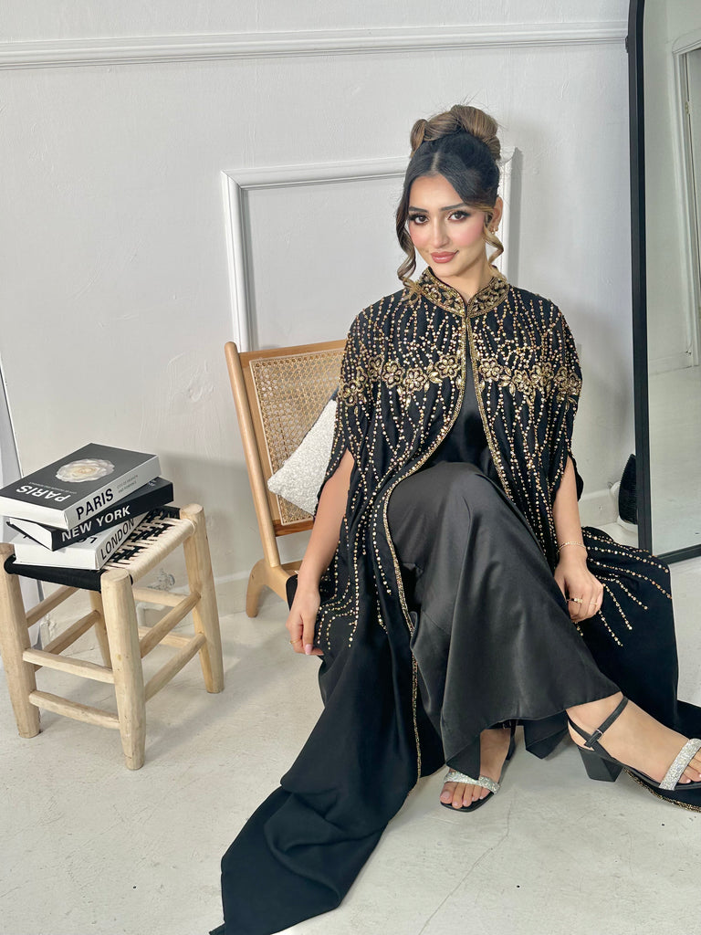 Hurain Gold Embellished Abaya/Cape