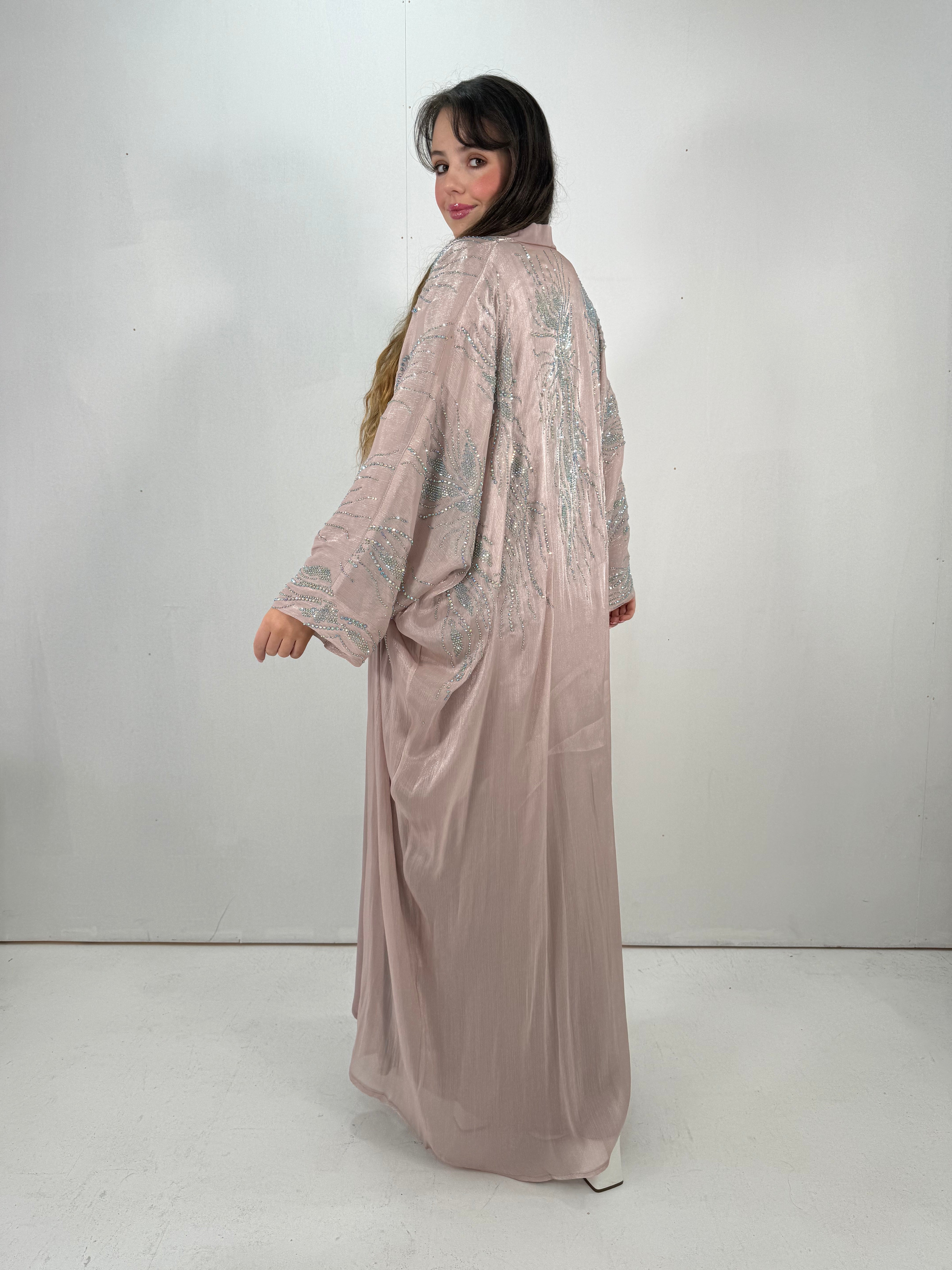 Al-Jawhara Embellished 2 pcs abaya set (Blush)