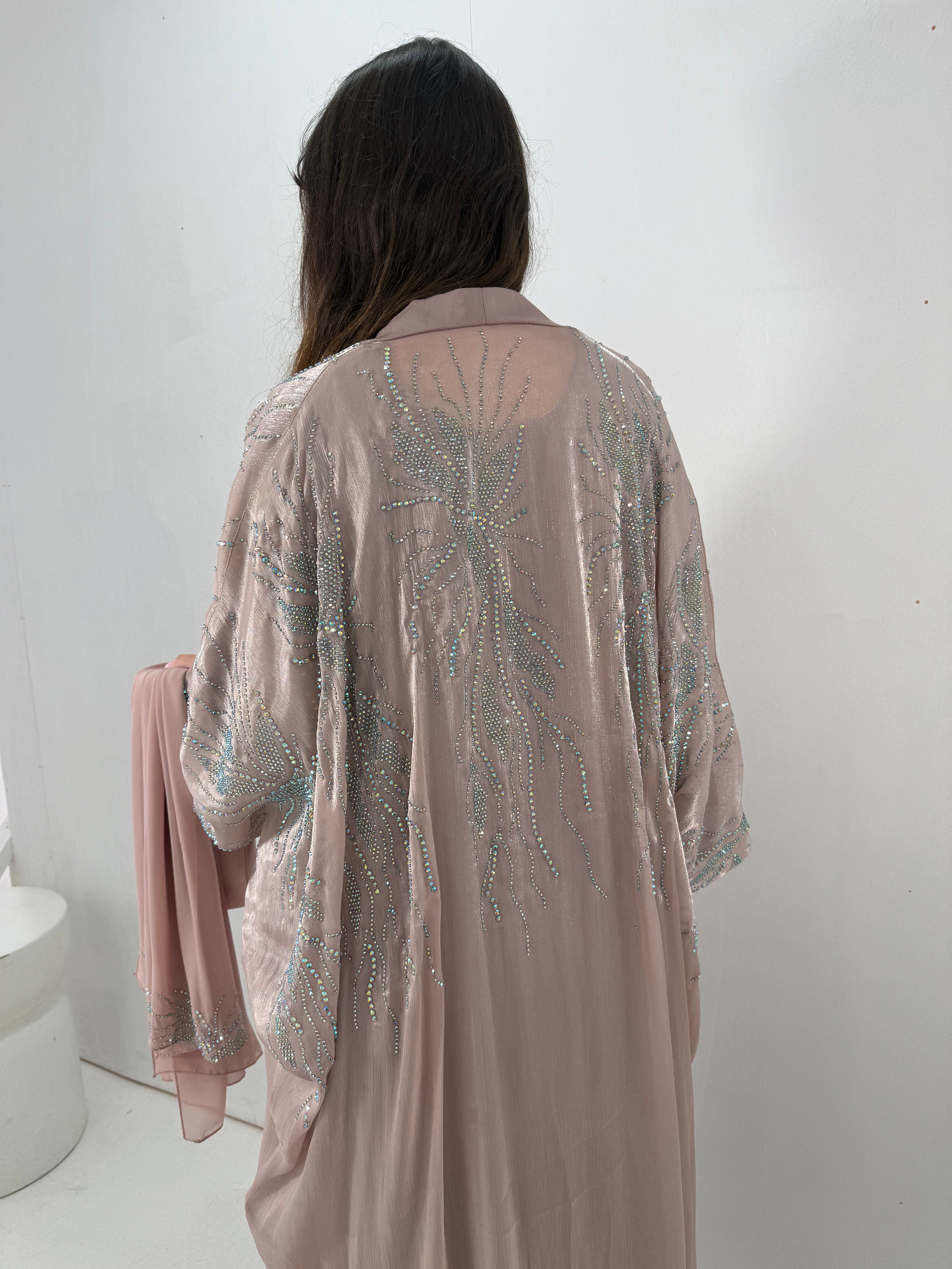 Al-Jawhara Embellished 2 pcs abaya set (Blush)