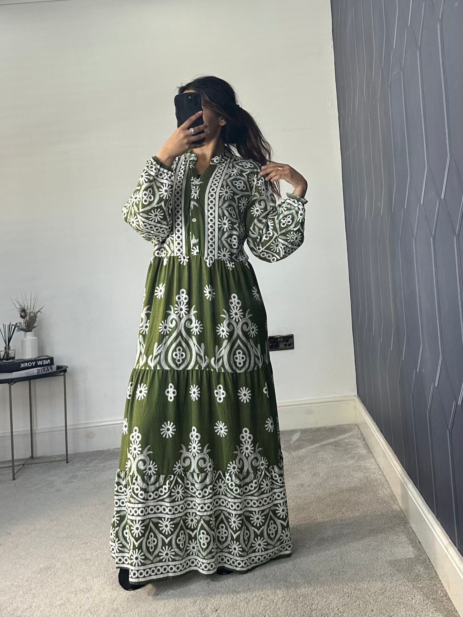 Printed Cotton Long Dress (Plus Size)