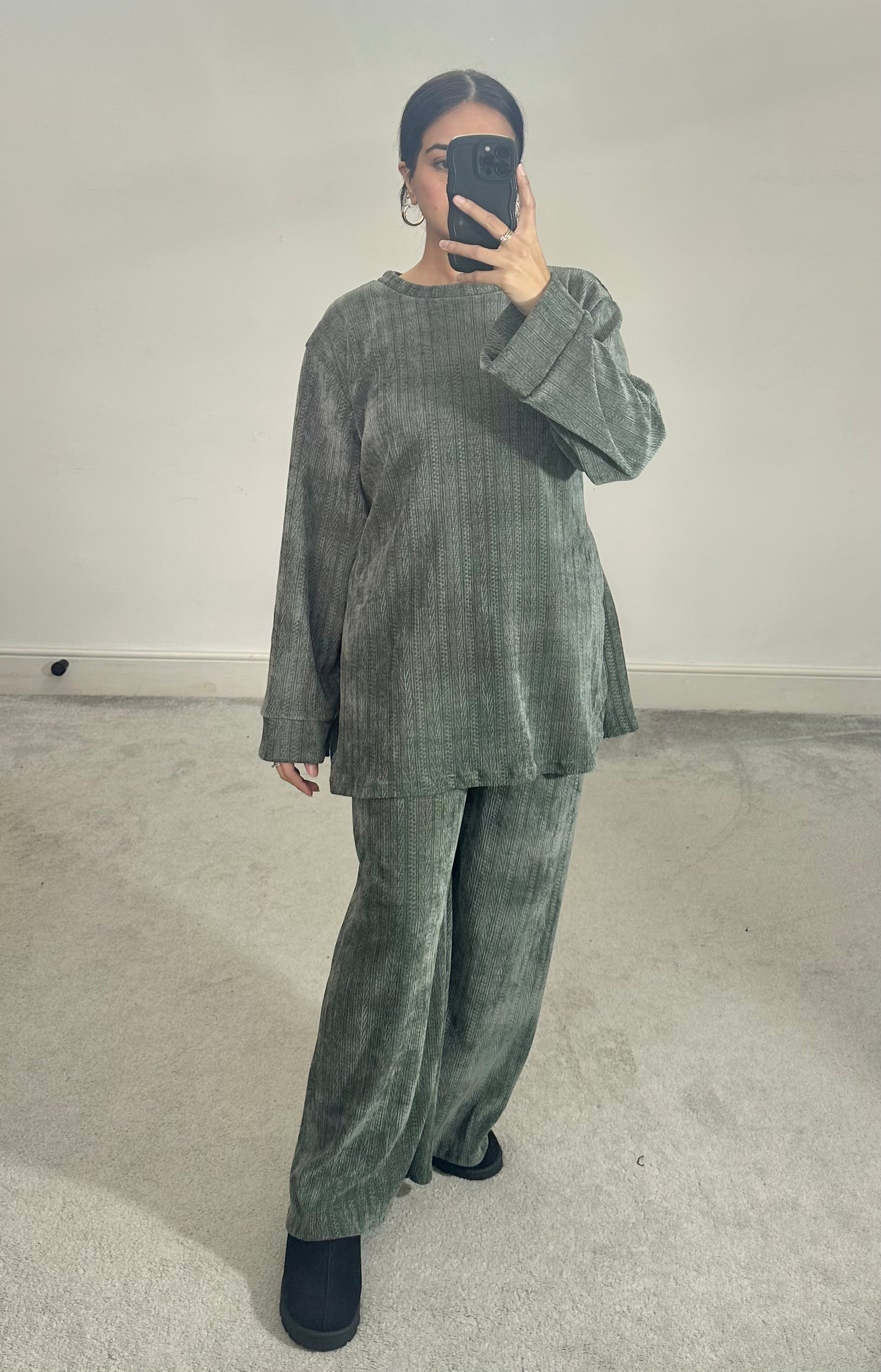 Textured velvet feel corduroy 2 piece co ord set