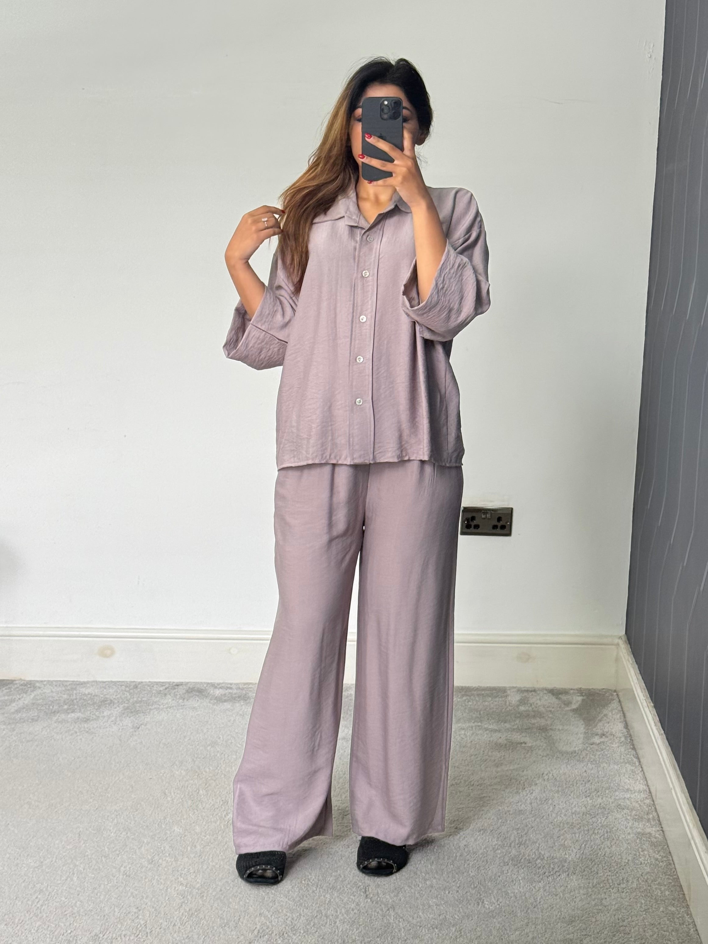 Buttoned 3/4 Sleeves Linen Feel Two Piece Set - Summer Essential