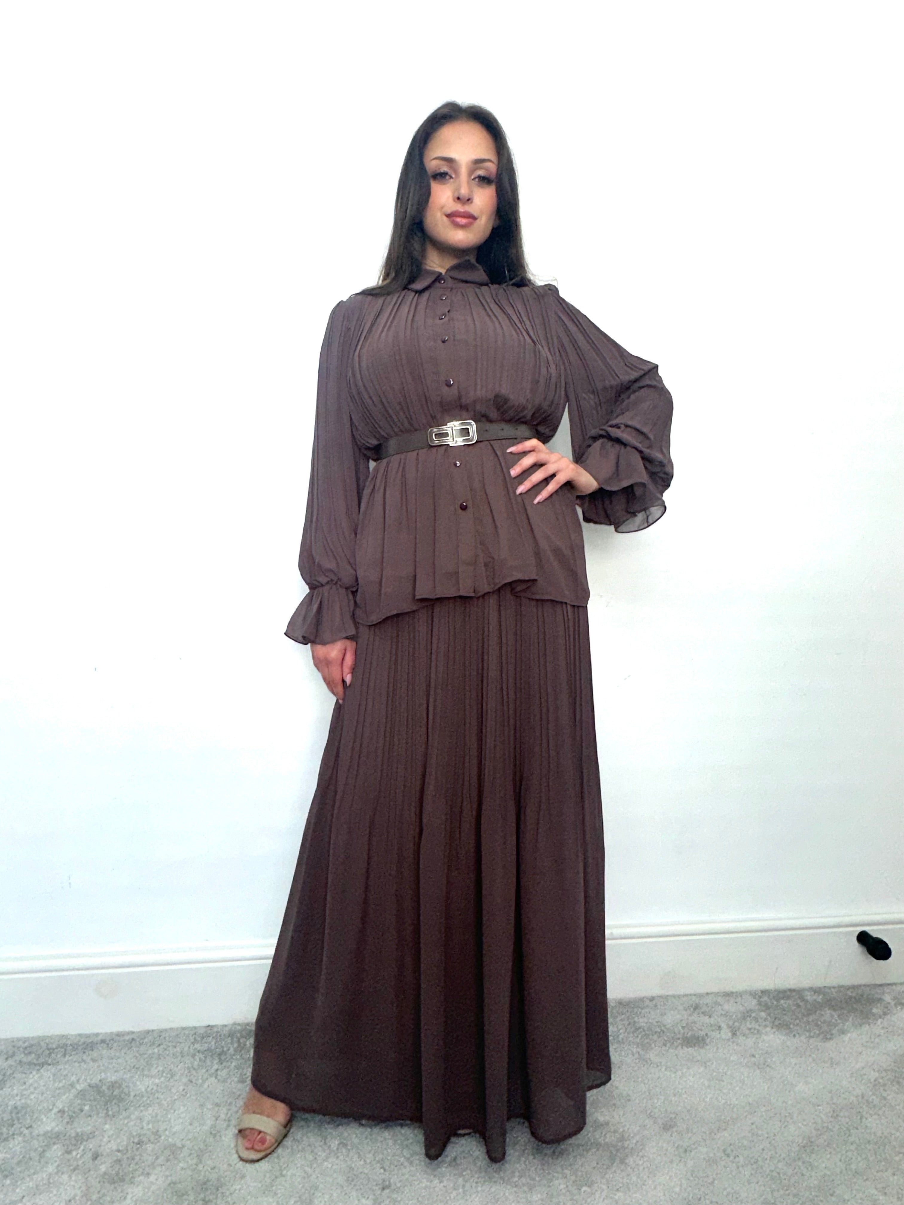 Nabila 2 Piece Skirt Set Brown