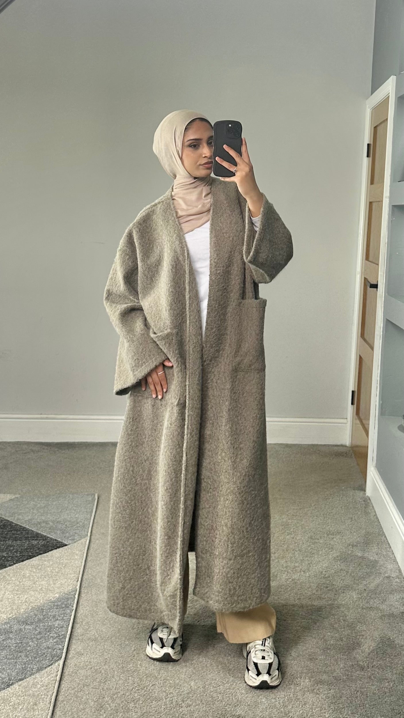 Fleece Fur Longline Coat with pockets