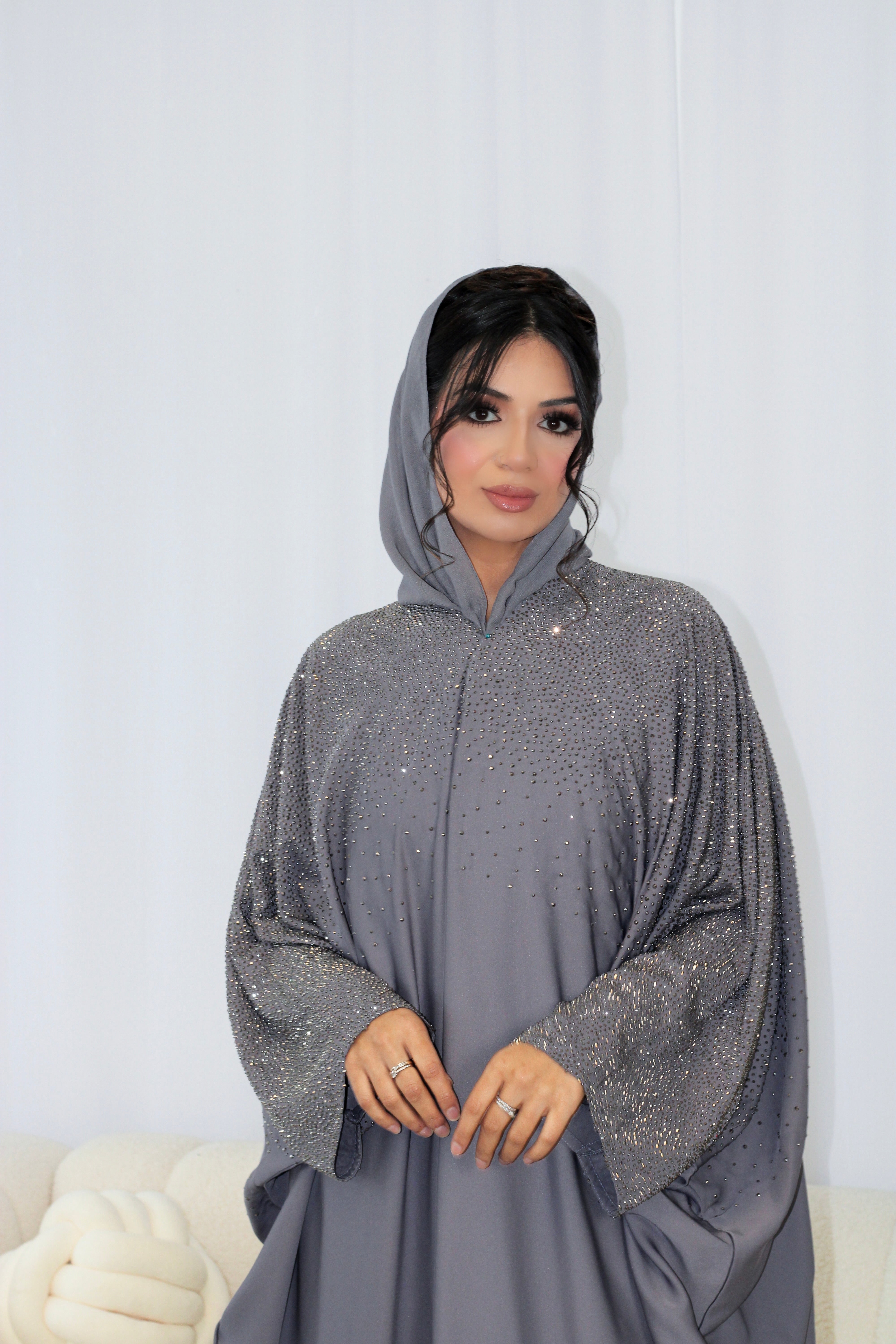 Farah Embellished Abaya Grey