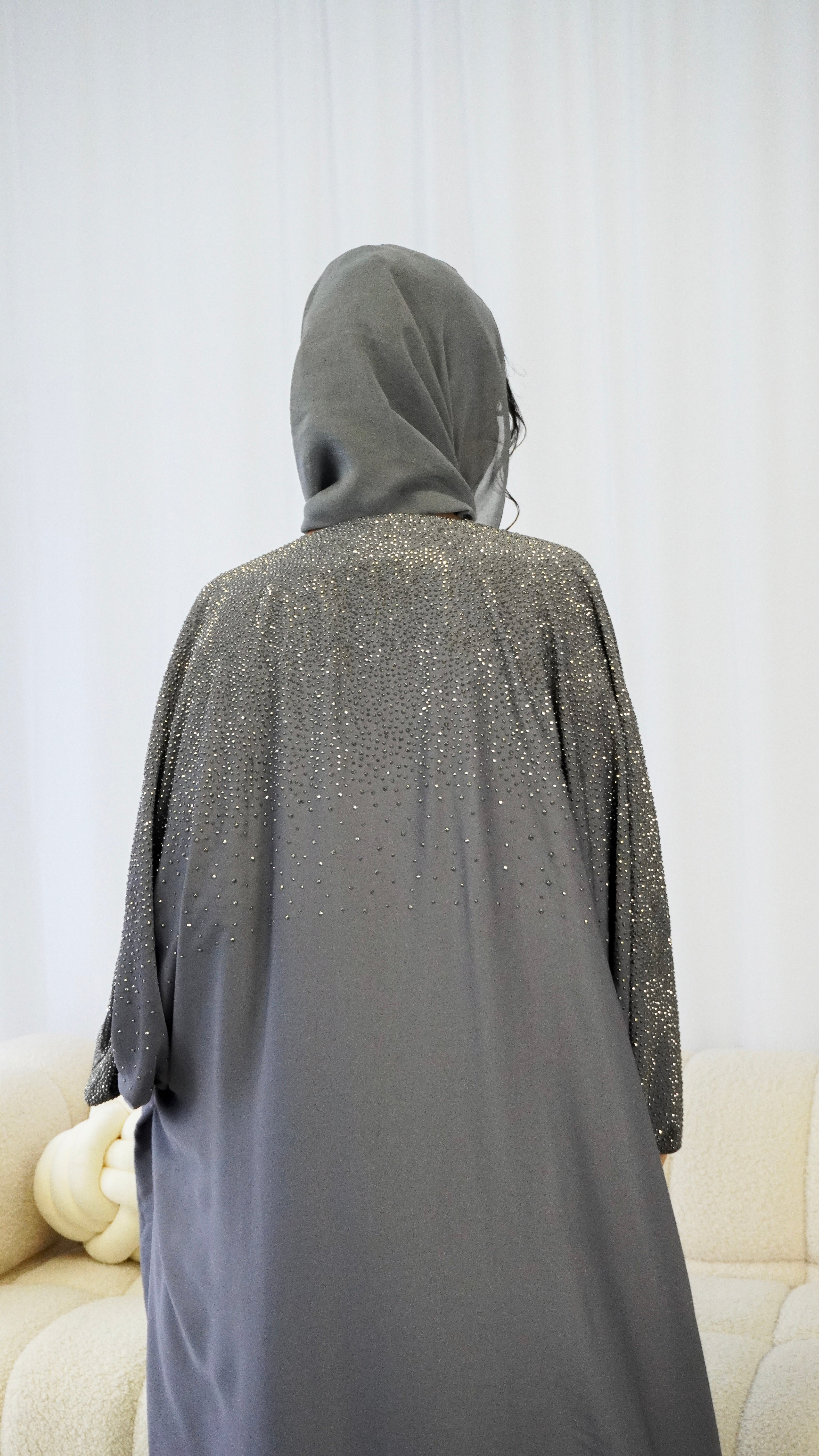 Farah Embellished Abaya Grey