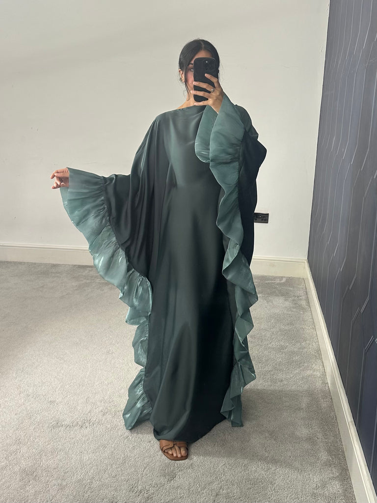 Haniya Ruffle Abaya (Sage)