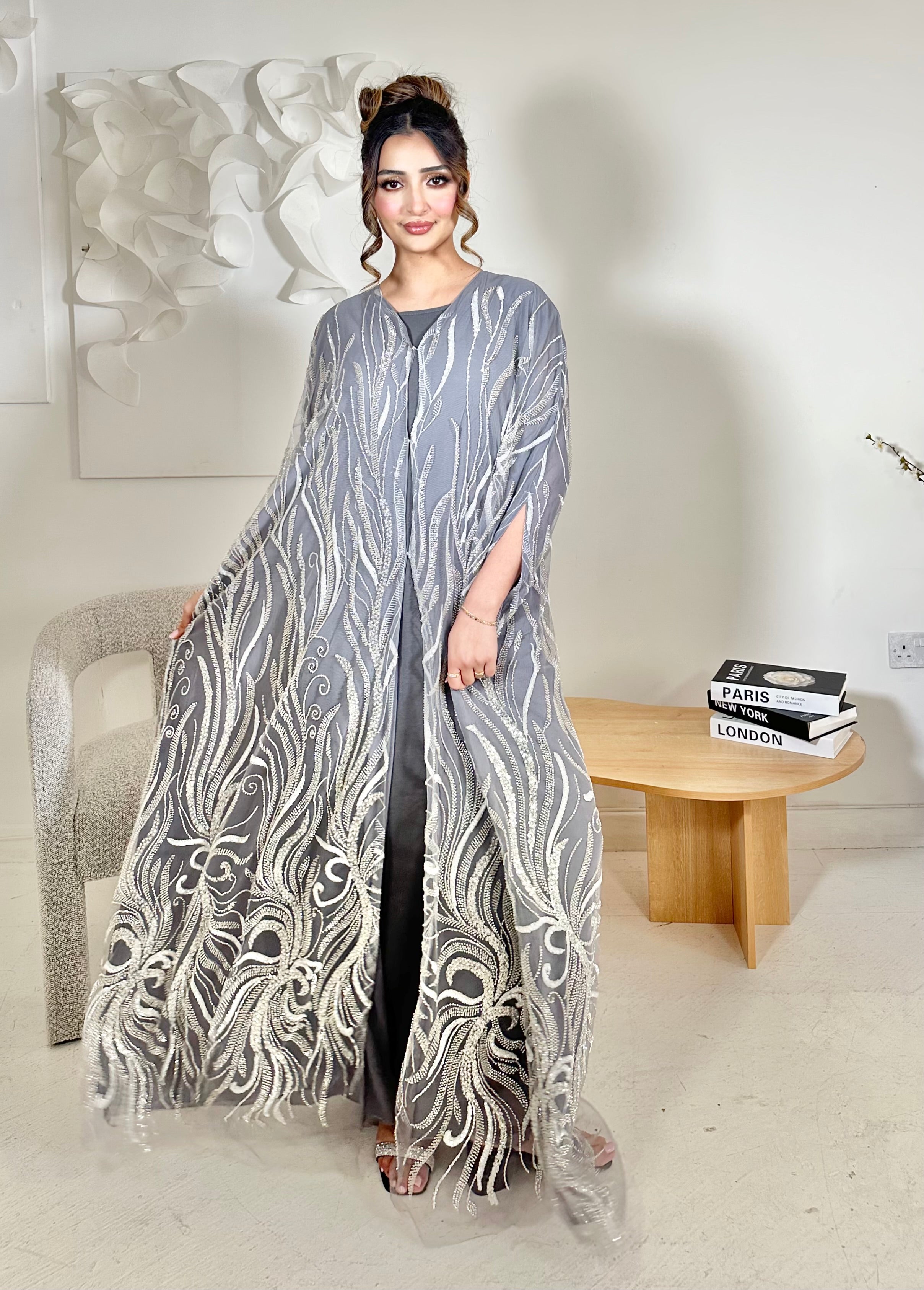 Helwaa Heavily Embellished Cape/Abaya