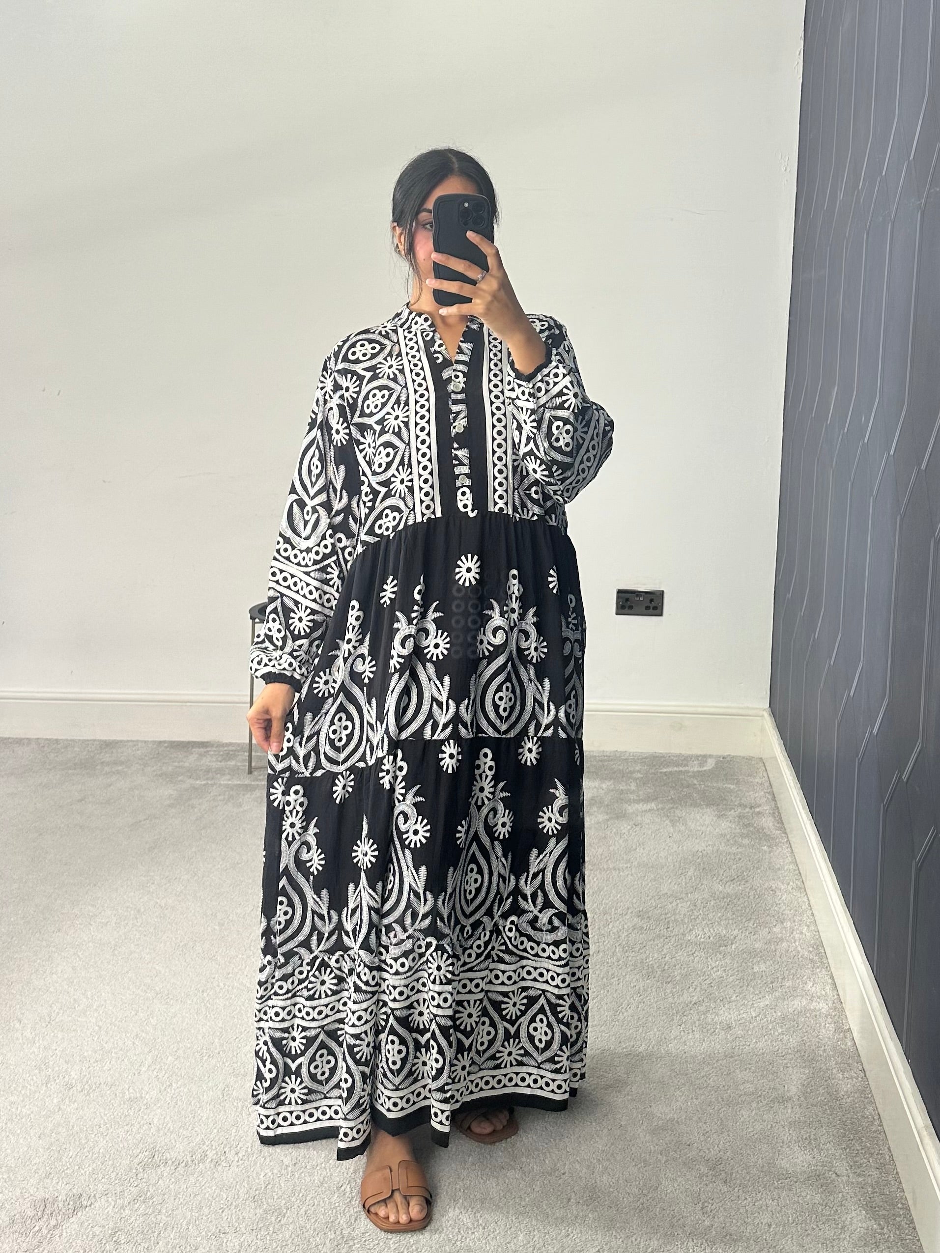 Printed Cotton Long Dress (Plus Size)