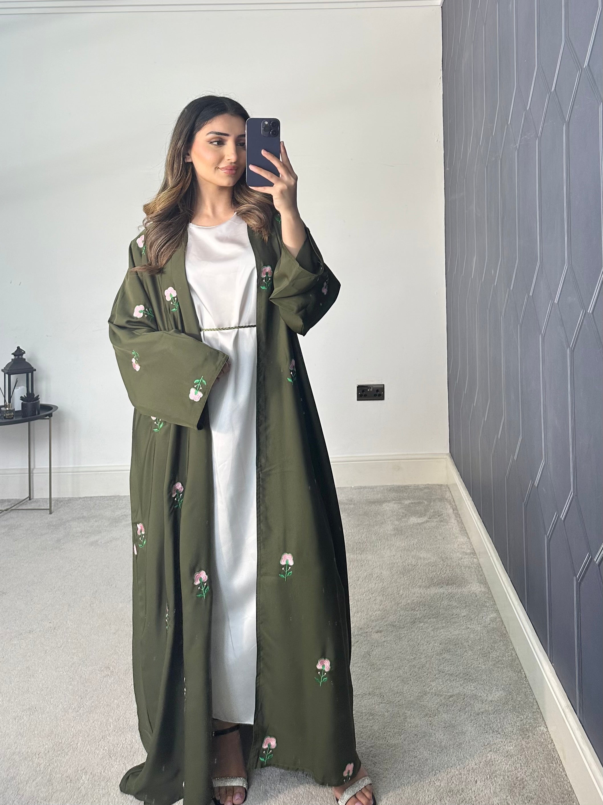 Nadia Floral Abaya (Green)