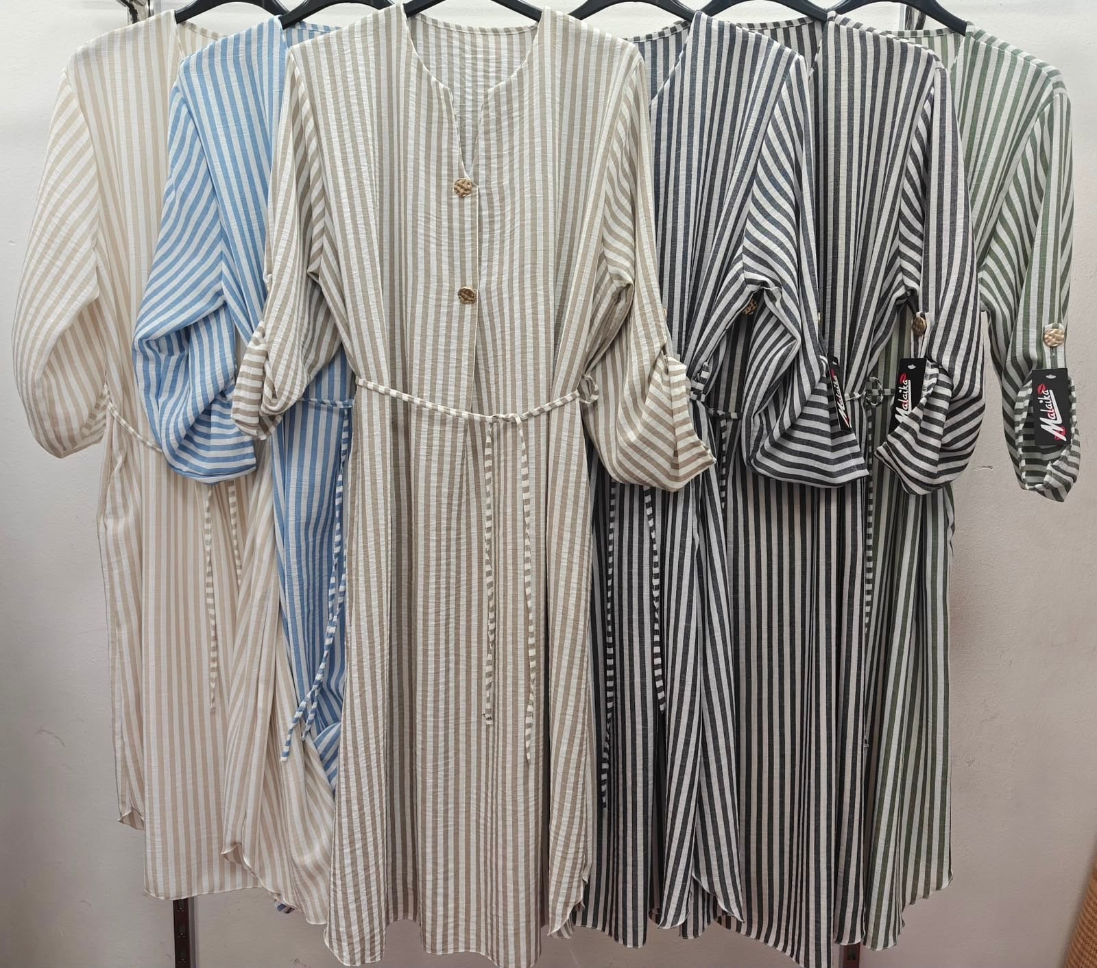Striped Belted Midi Dress