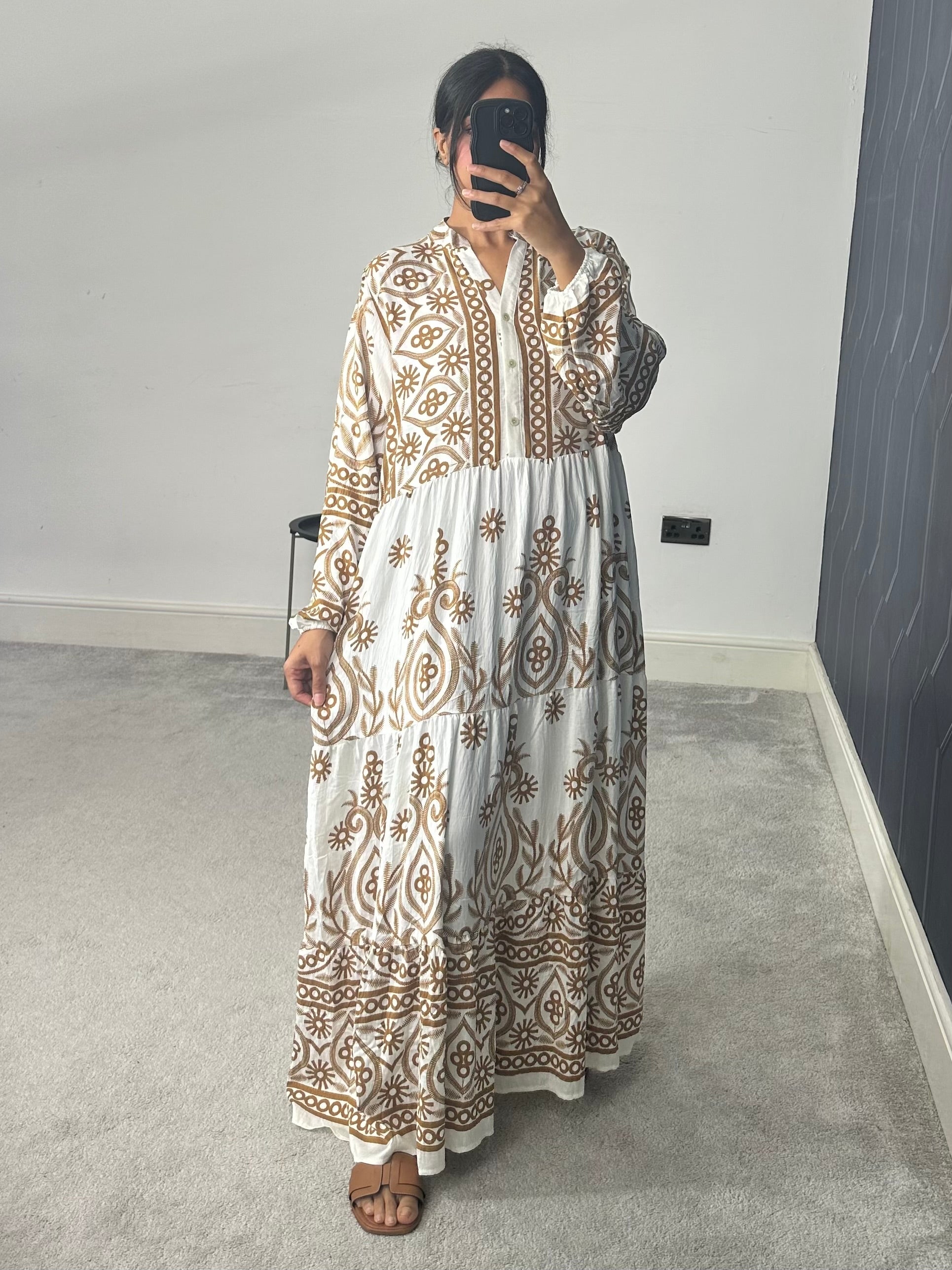 Printed Cotton Long Dress (Plus Size)