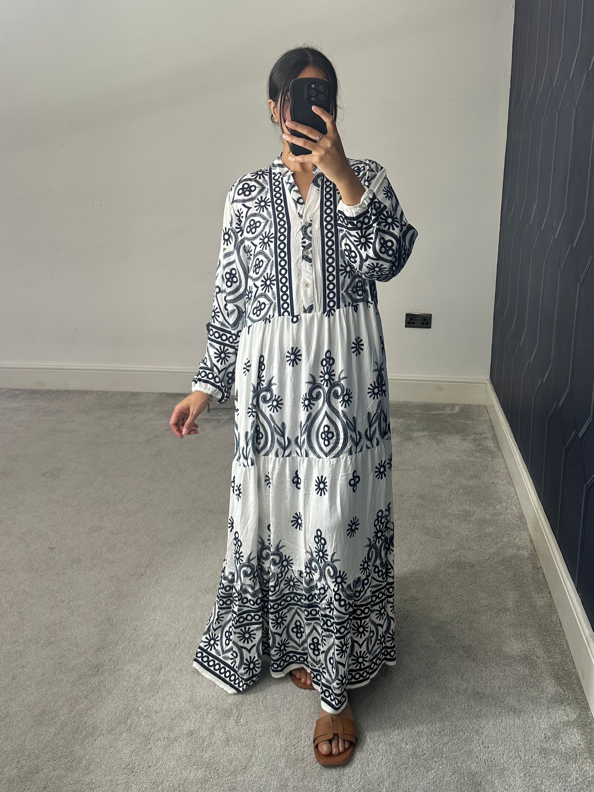 Printed Cotton Long Dress (Plus Size)