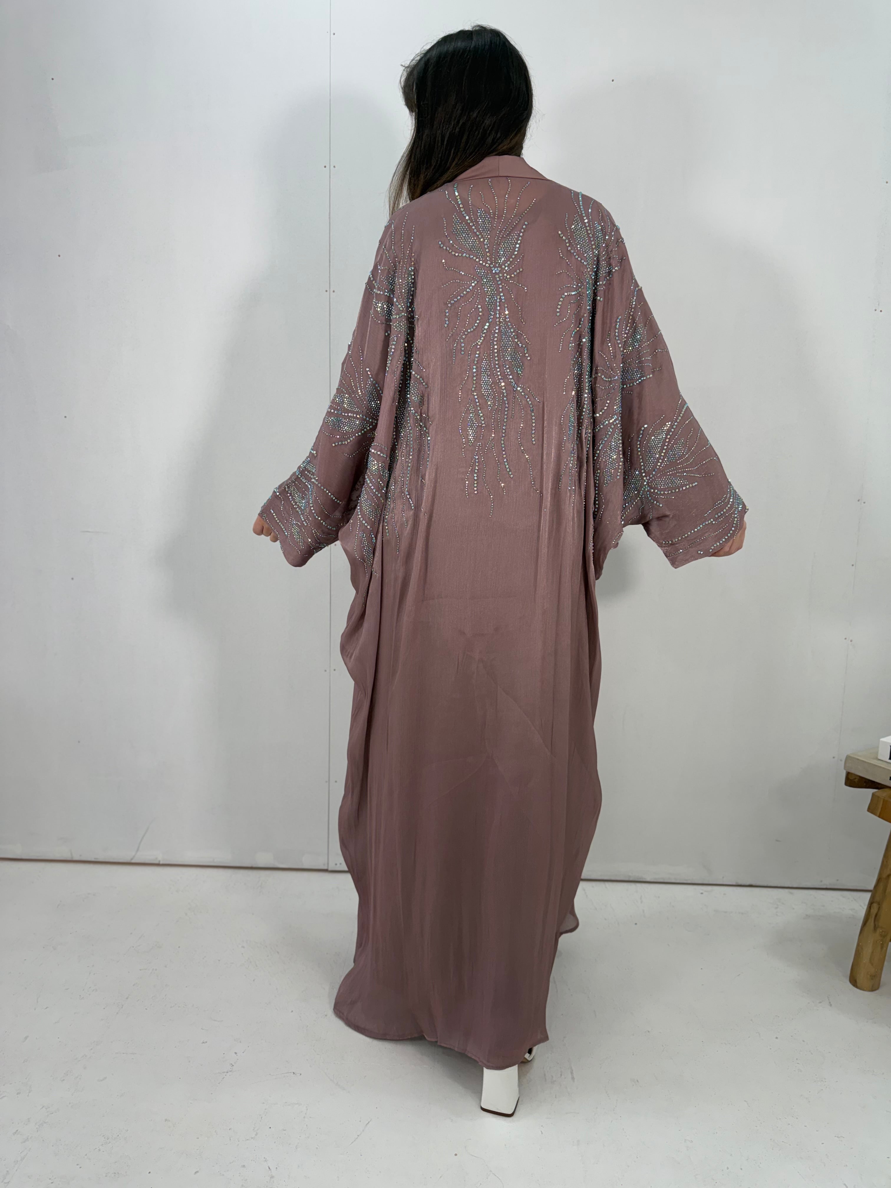 Al-Jawhara Embellished 2 pcs abaya set (Mauve)