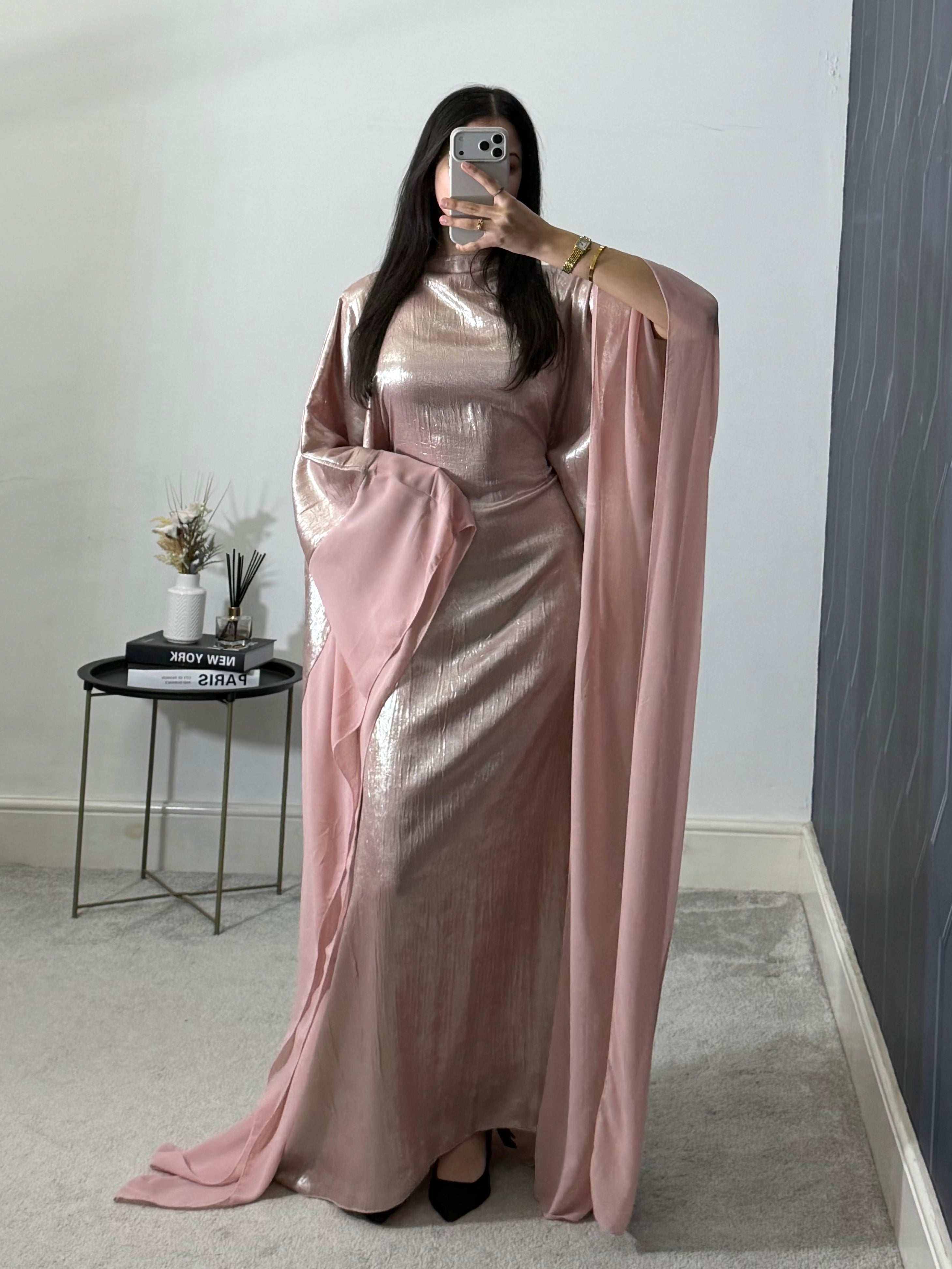 Yusra Metallic Free Size Kaftan with adjustable inner belt